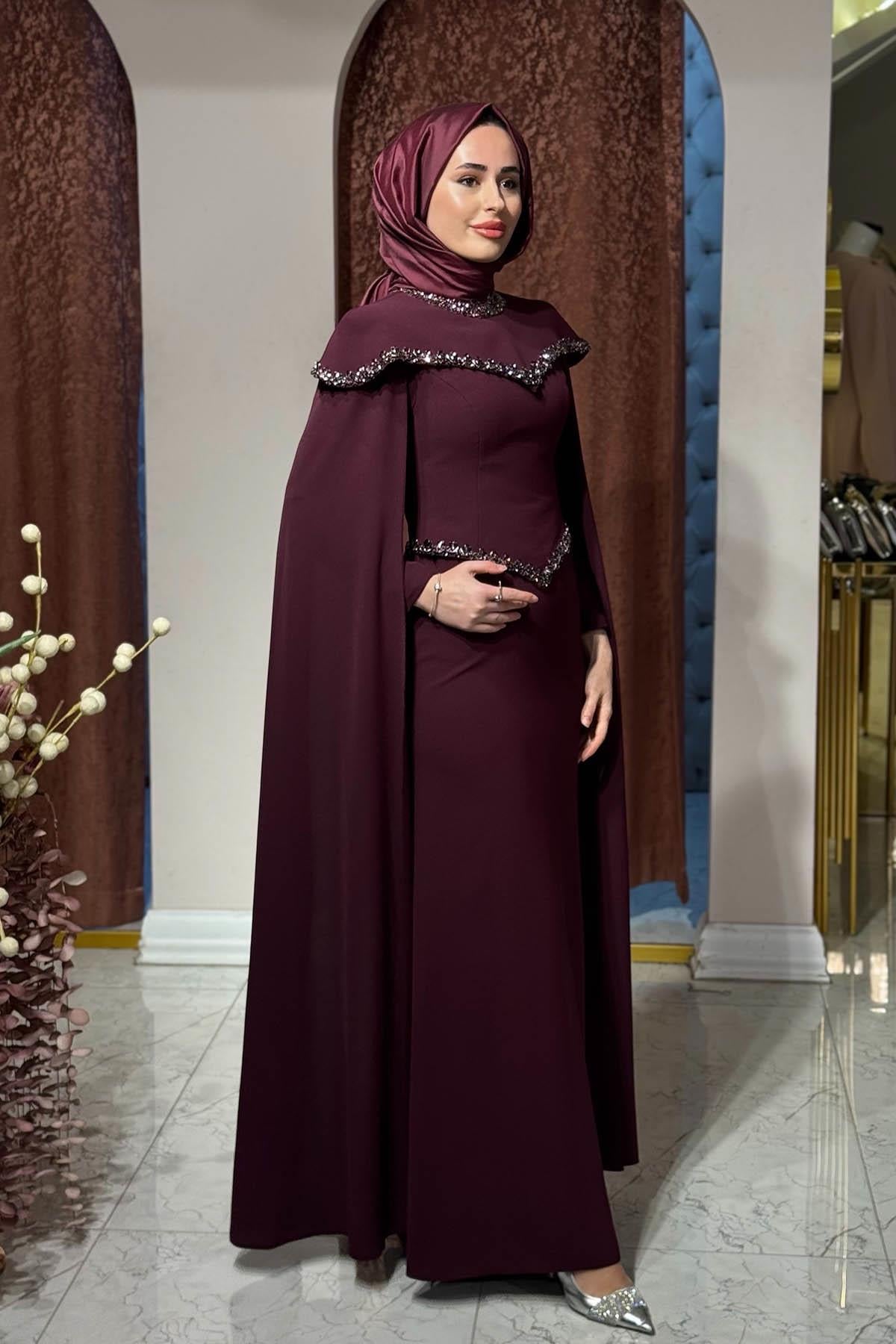 FERİHA SARIOĞLU Hilal Abiye FRHHLL Bordo