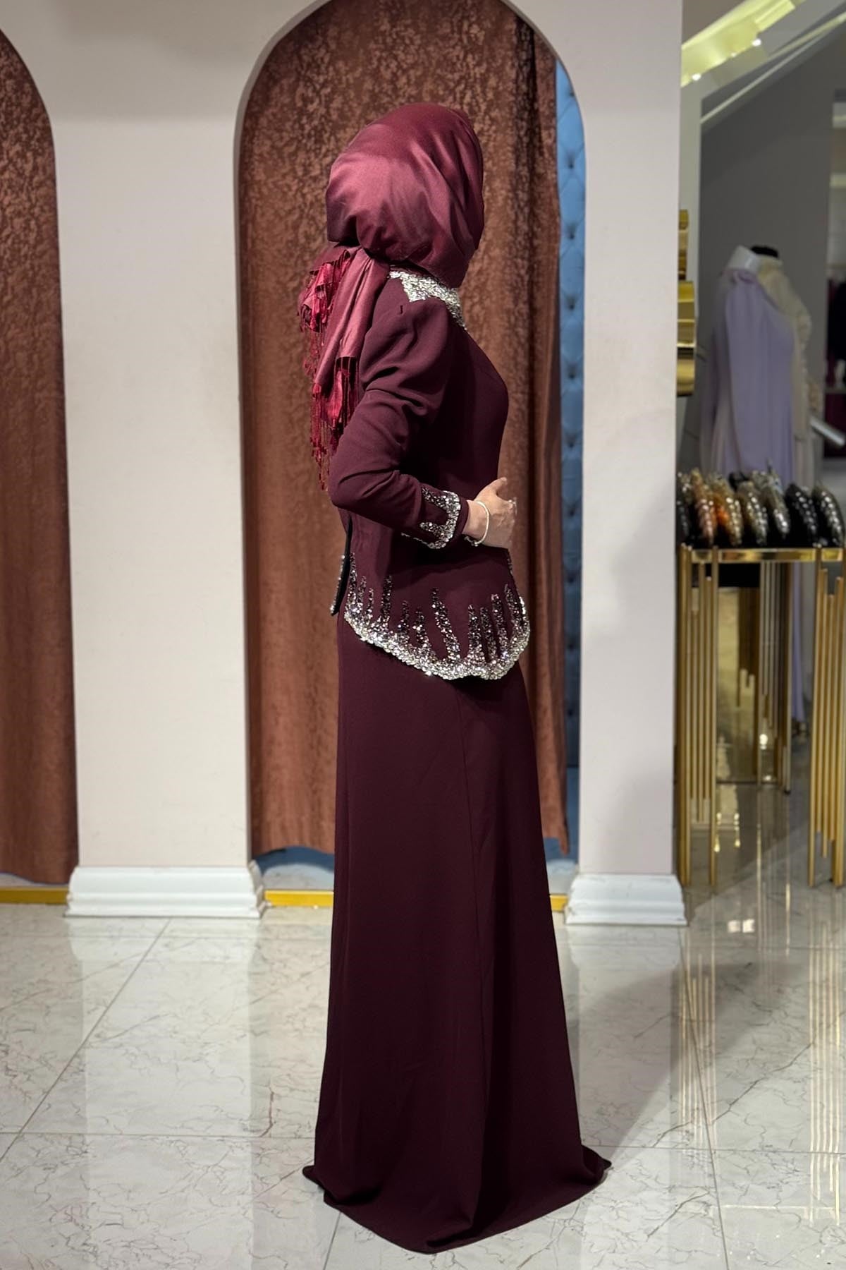 FERİHA SARIOĞLU Müjgan Abiye MJGN Bordo