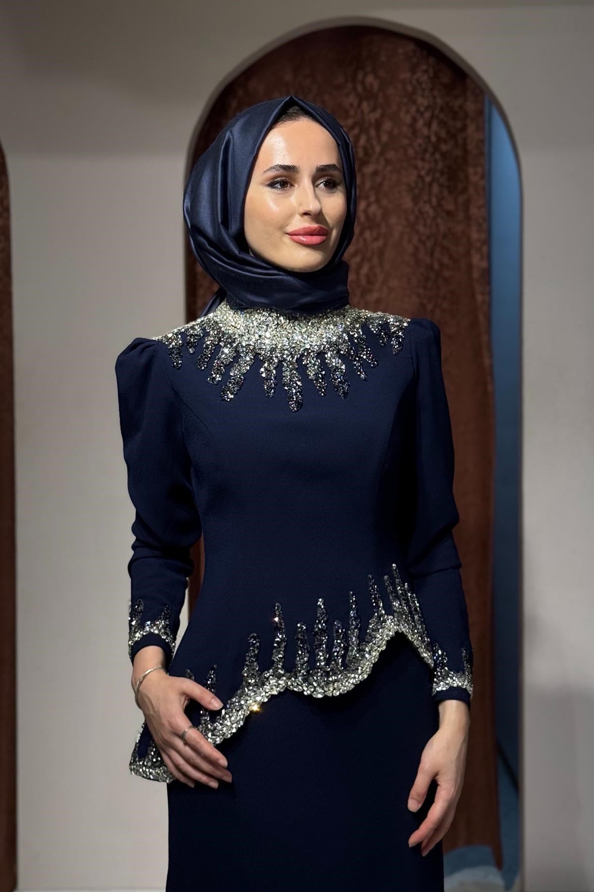 FERİHA SARIOĞLU Müjgan Abiye MJGN Lacivert