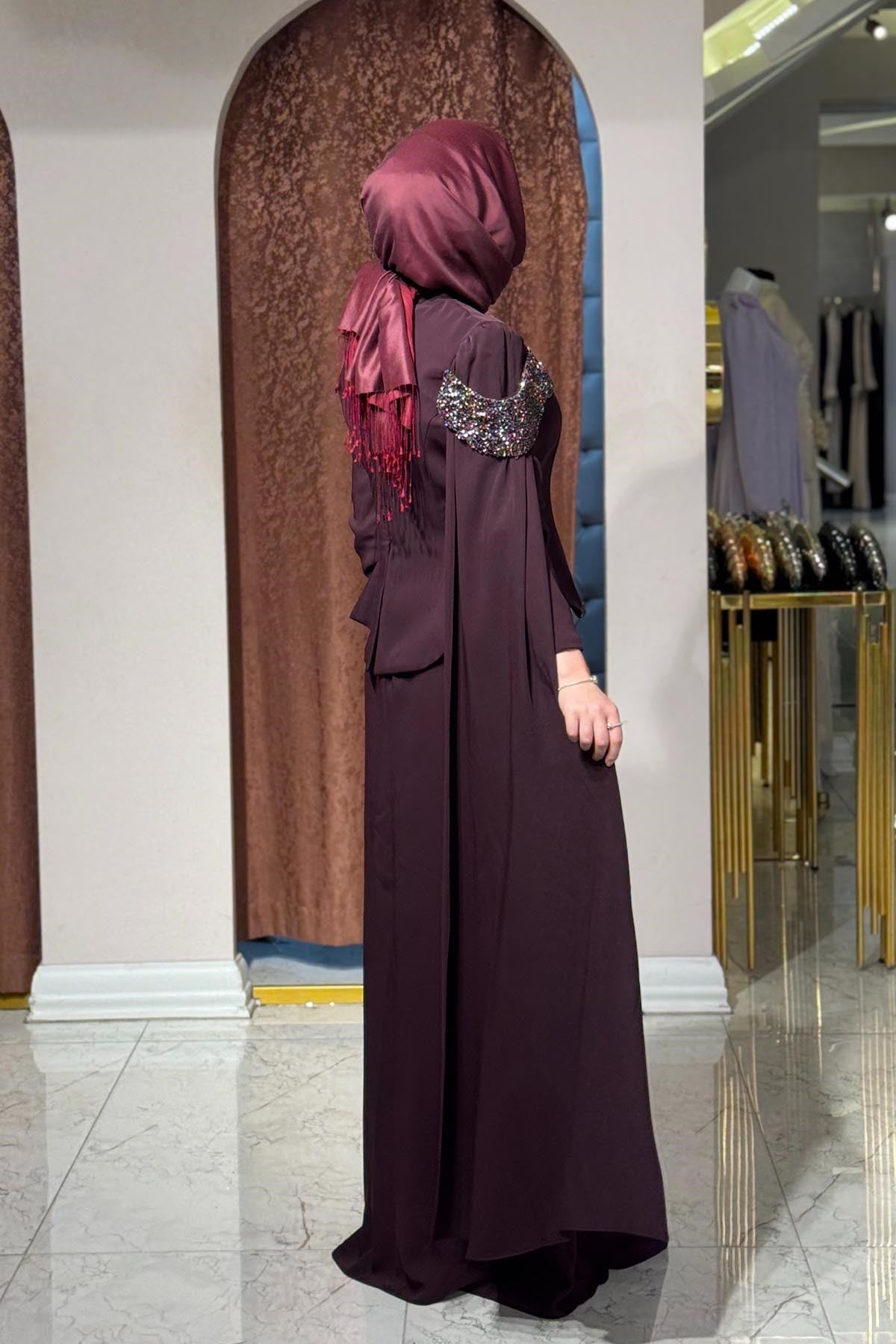 FERİHA SARIOĞLU Pana Abiye FRHPN Bordo