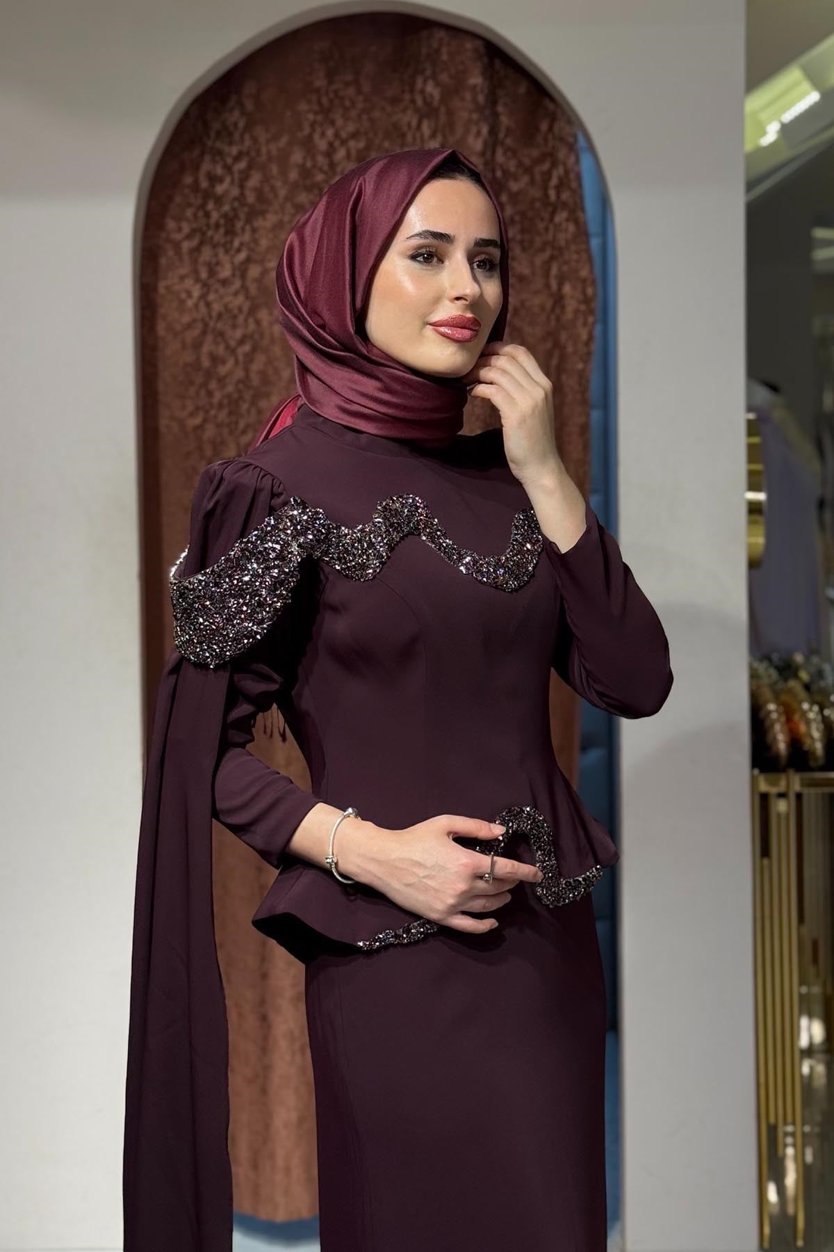 FERİHA SARIOĞLU Pana Abiye FRHPN Bordo