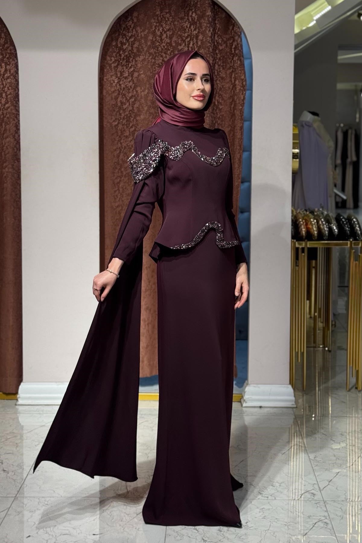 FERİHA SARIOĞLU Pana Abiye FRHPN Bordo