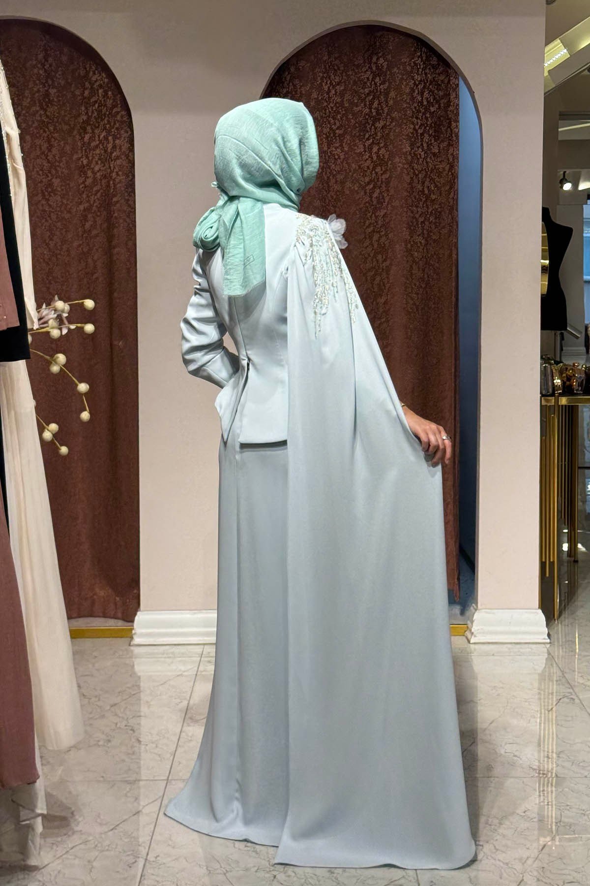 FERİHA SARIOĞLU Rüya Abiye FRHRY Buz Mavisi