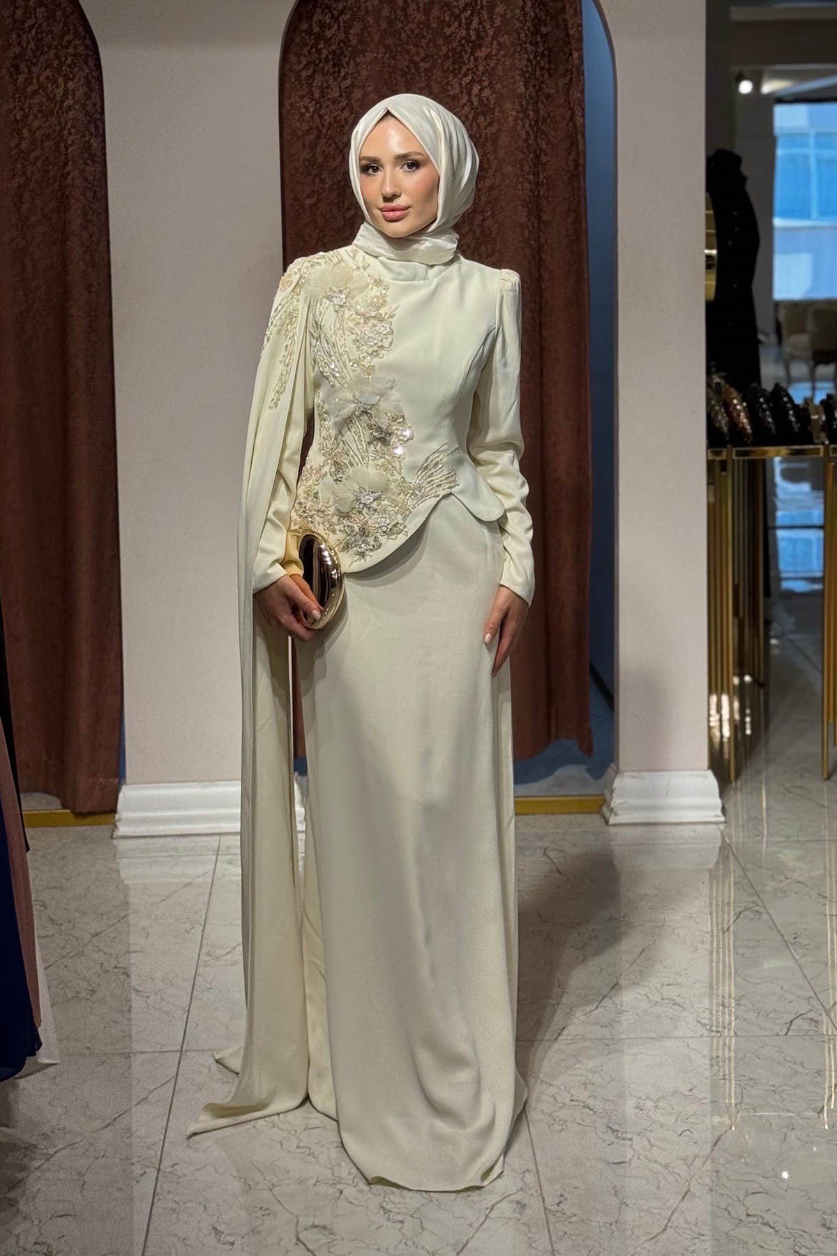 FERİHA SARIOĞLU Rüya Abiye FRHRY Vanilya