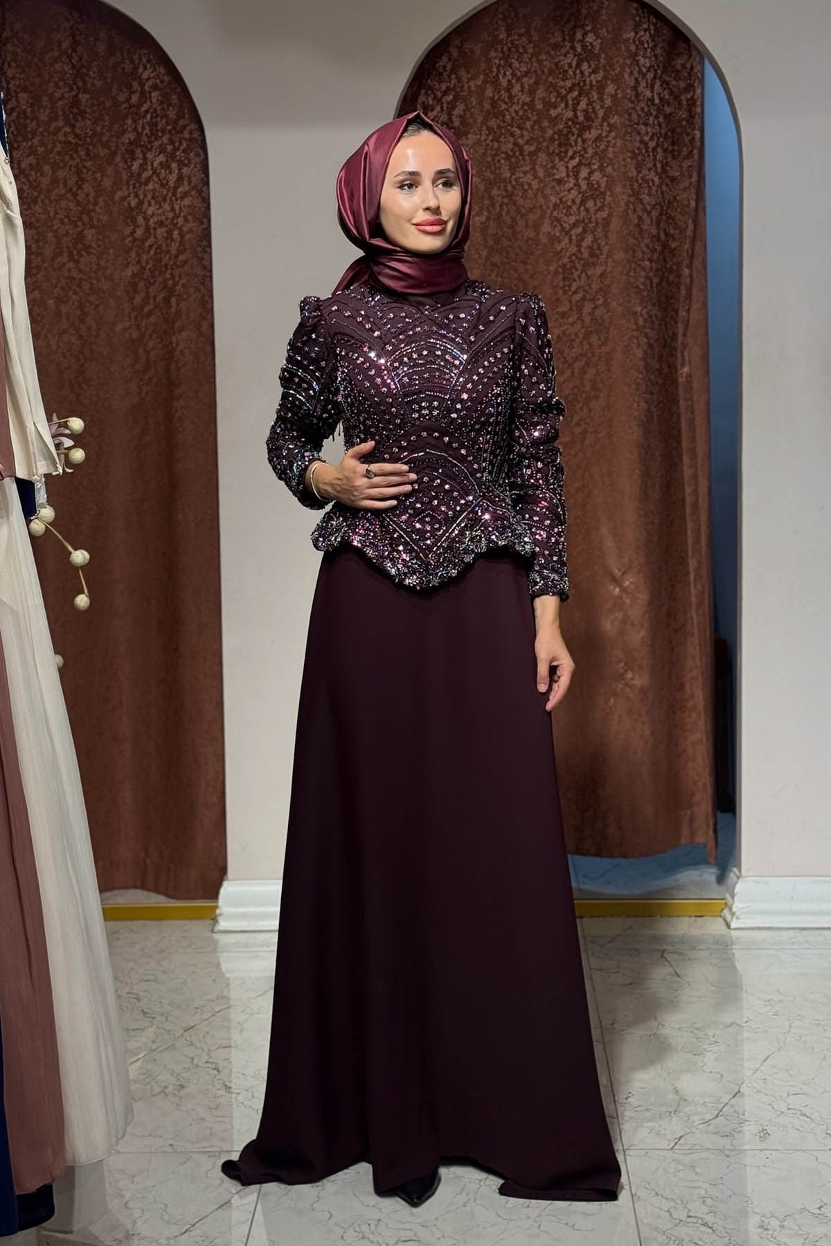 FERİHA SARIOĞLU Yüsra Abiye FRHYSR Bordo