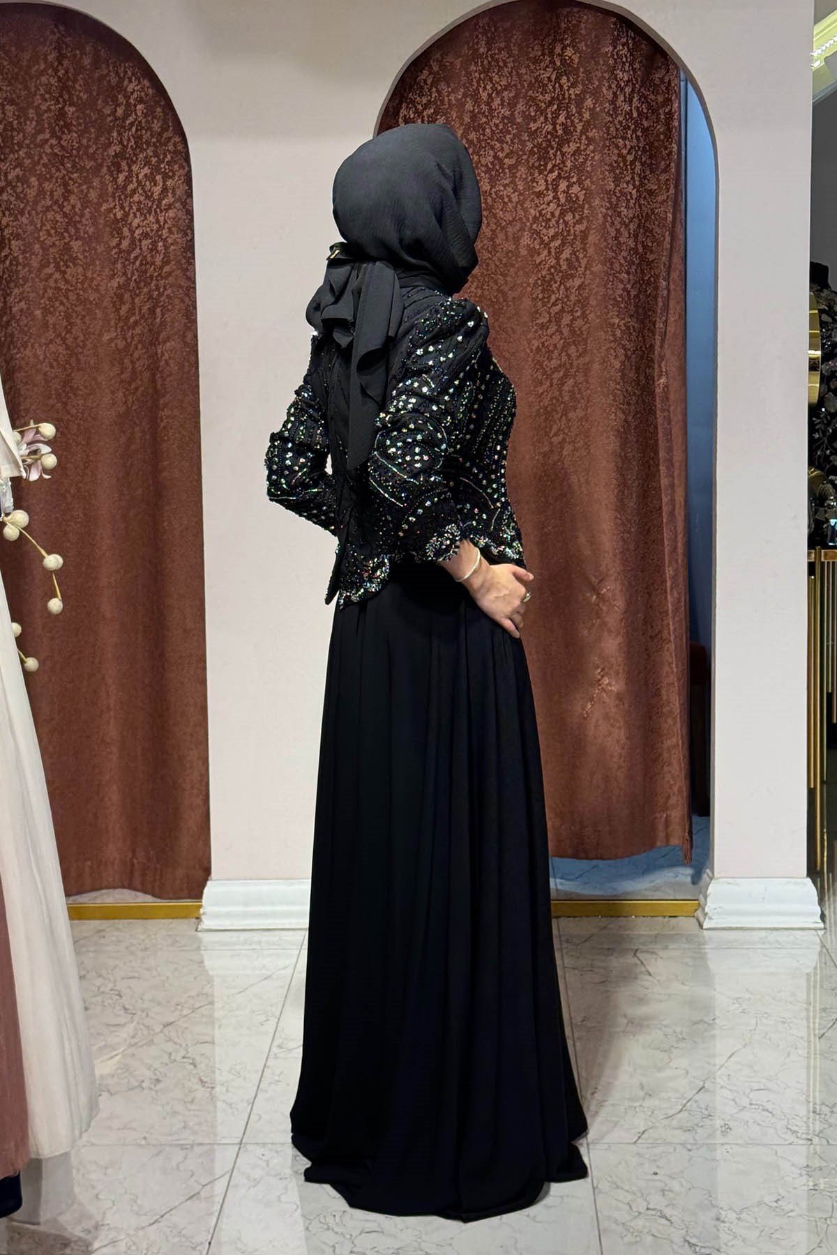 FERİHA SARIOĞLU Yüsra Abiye FRHYSR Siyah