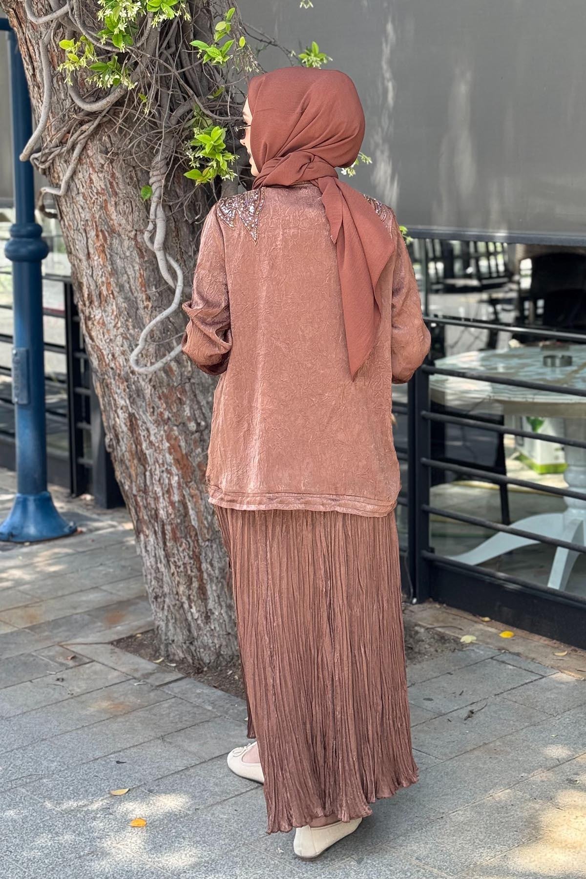 FUAT GÜRŞEN 3lü Etekli Takım 25Y-3707 Kahve