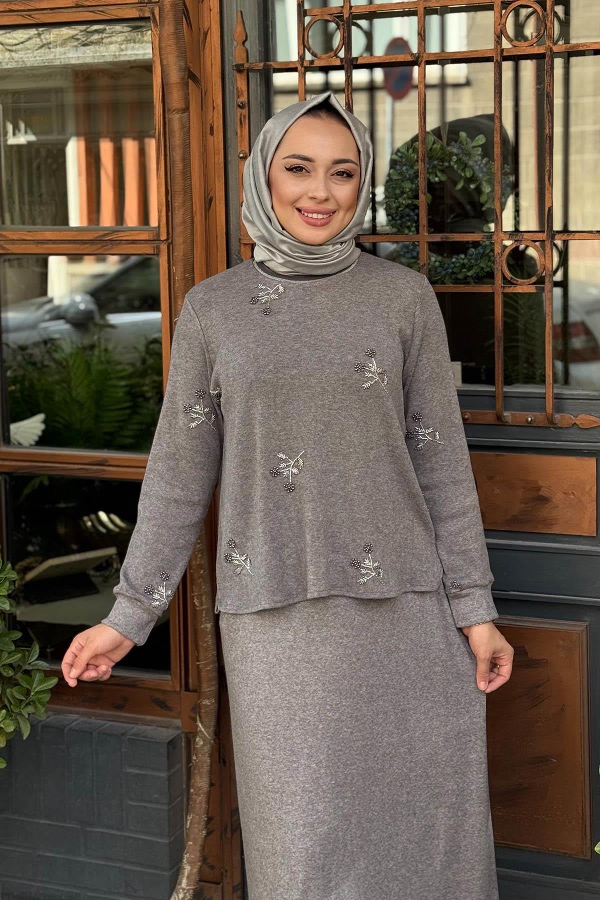 FUAT GÜRŞEN Etekli Takım 25K-4359 Gri