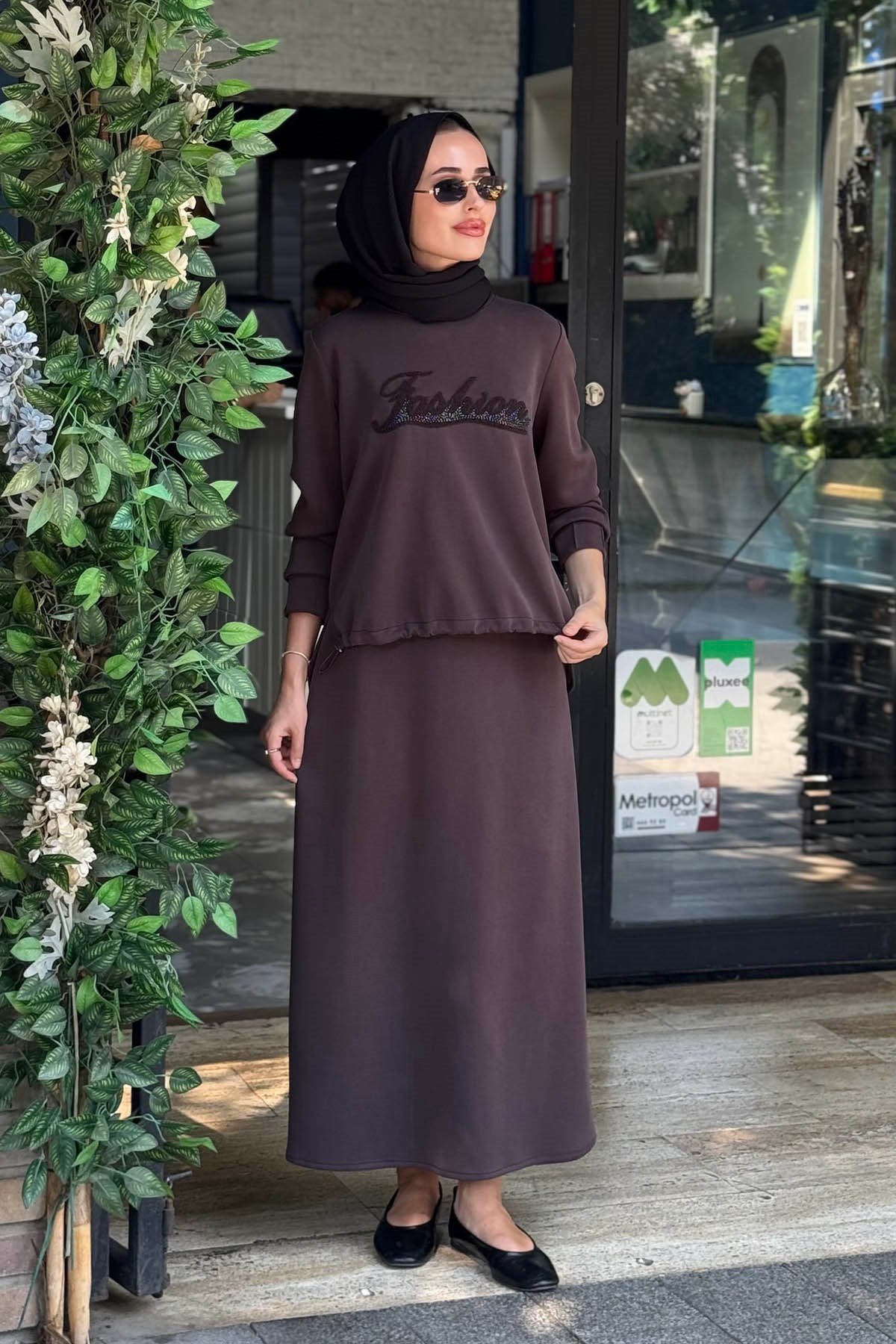 FUAT GÜRŞEN Etekli Takım 26K-6215 Kahve