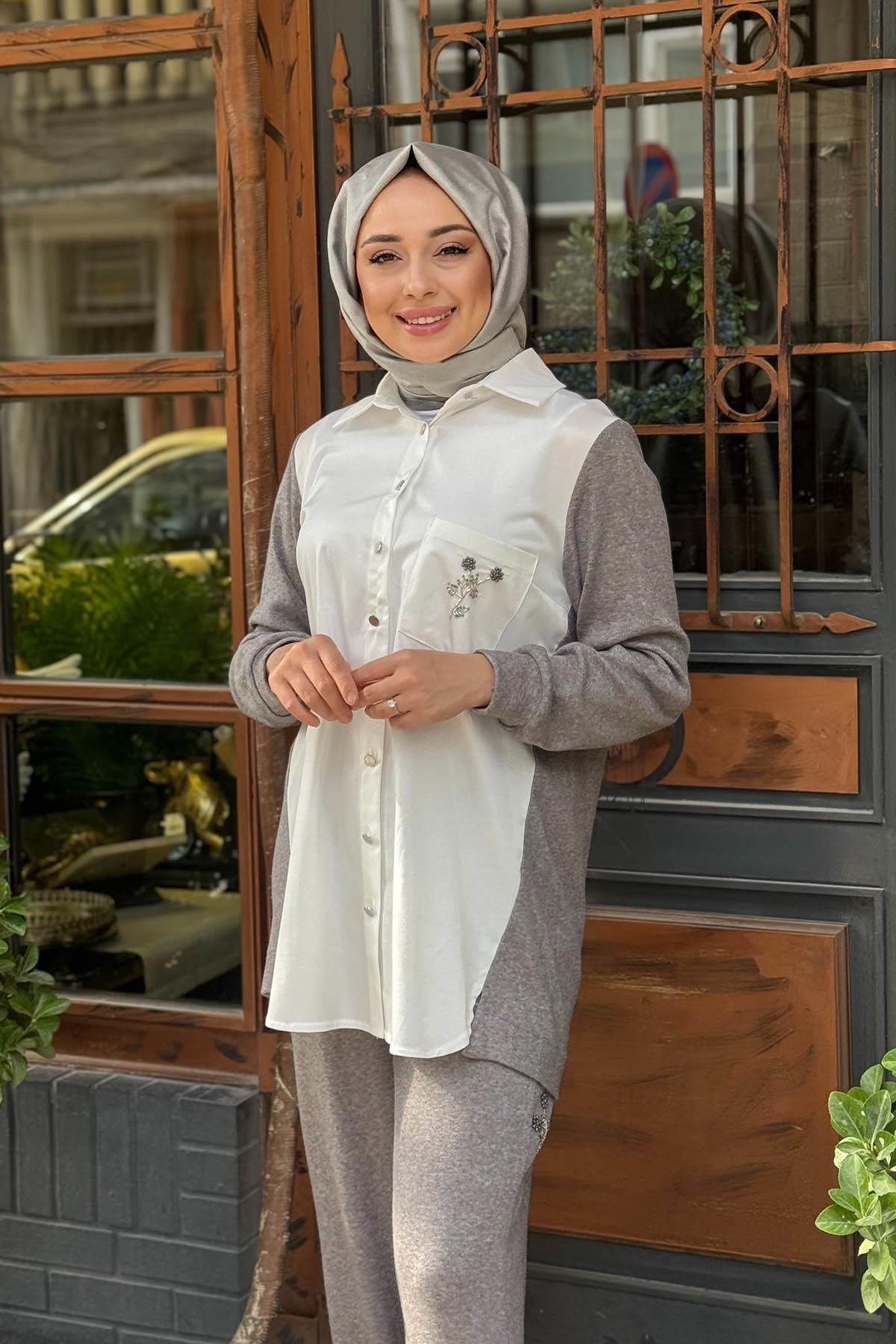FUAT GÜRŞEN Pantolonlu Takım 25K-4364 Gri