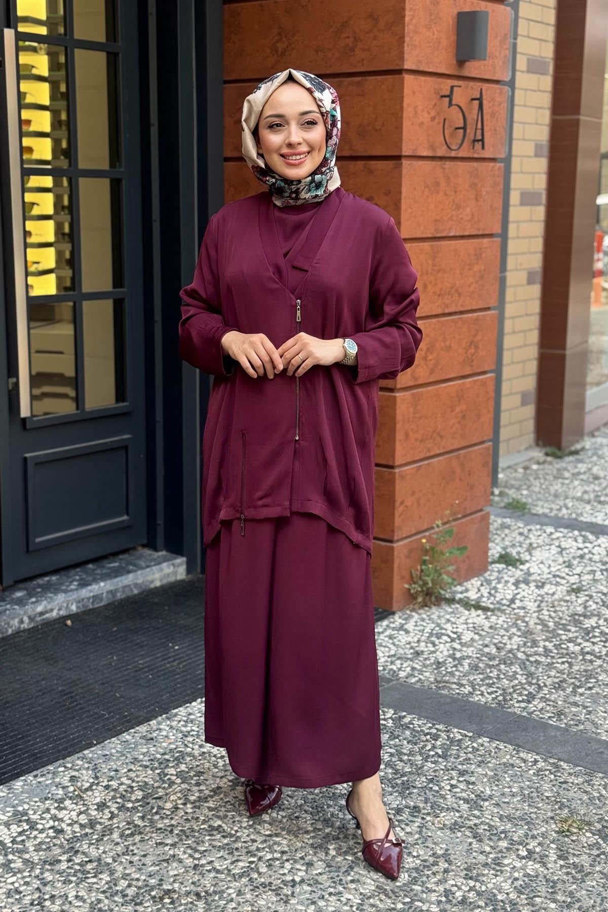 FUAT GÜRŞEN Pantolonlu Takım 25K-4604 Mürdüm