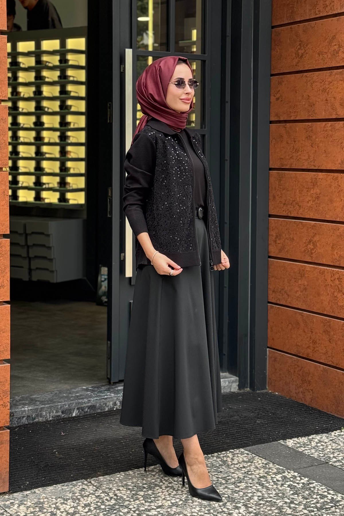 FUAT GÜRŞEN Triko Hırka 26K-6901A Siyah