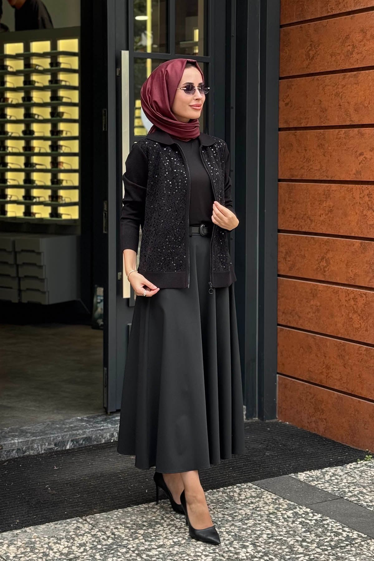 FUAT GÜRŞEN Triko Hırka 26K-6901A Siyah