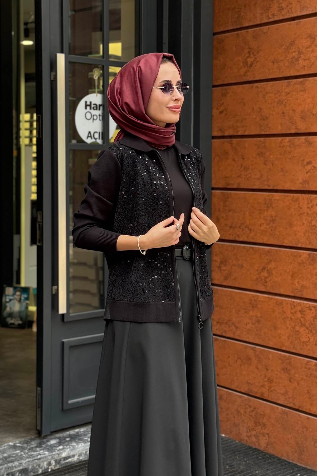 FUAT GÜRŞEN Triko Hırka 26K-6901A Siyah