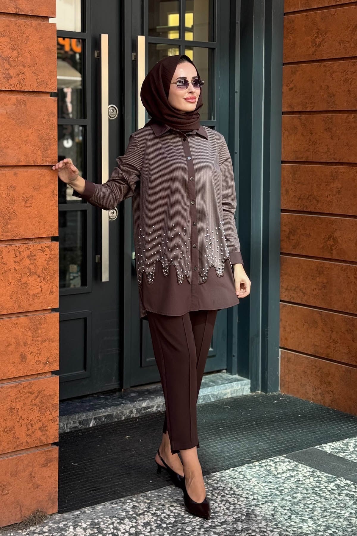FUAT GÜRŞEN Tunik 26K-6303 Kahve