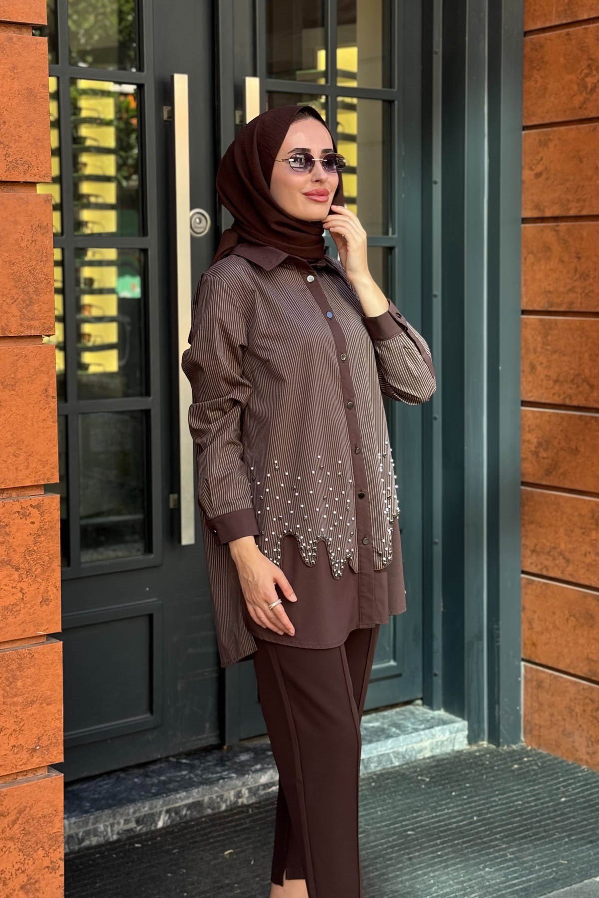 FUAT GÜRŞEN Tunik 26K-6303 Kahve
