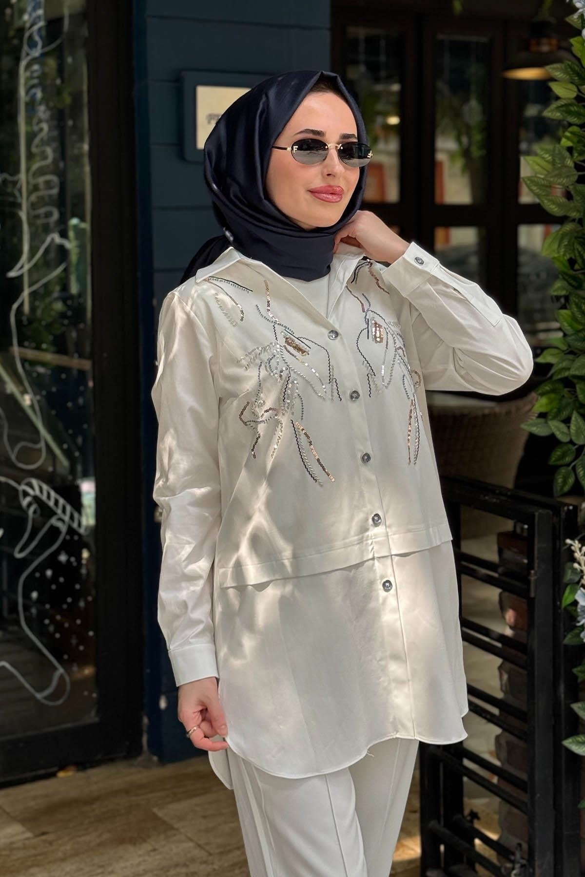FUAT GÜRŞEN Tunik 26Y-5336 Ekru