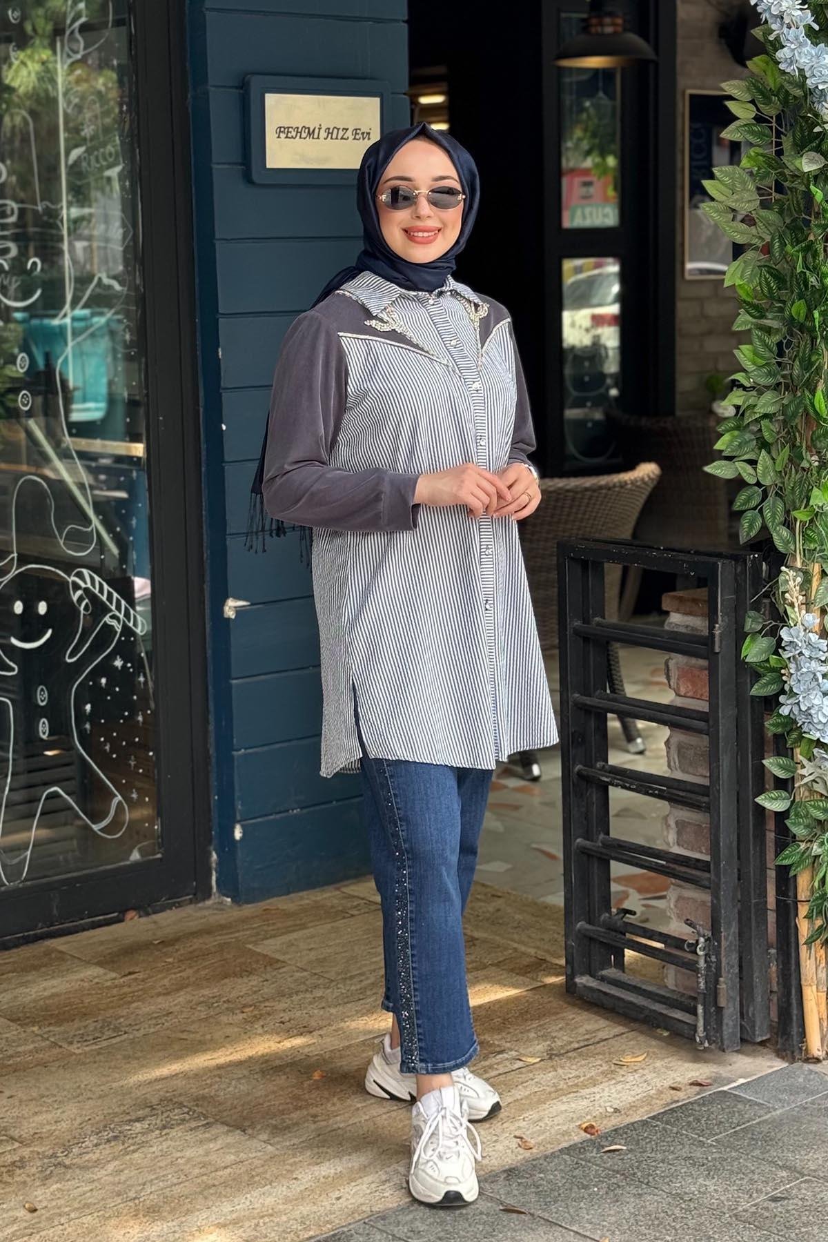 FUAT GÜRŞEN Tunik 26Y-5347 İndigo
