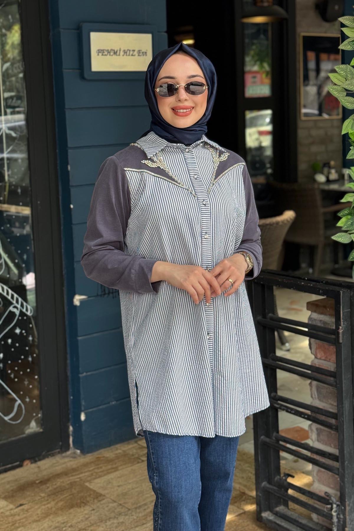 FUAT GÜRŞEN Tunik 26Y-5347 İndigo