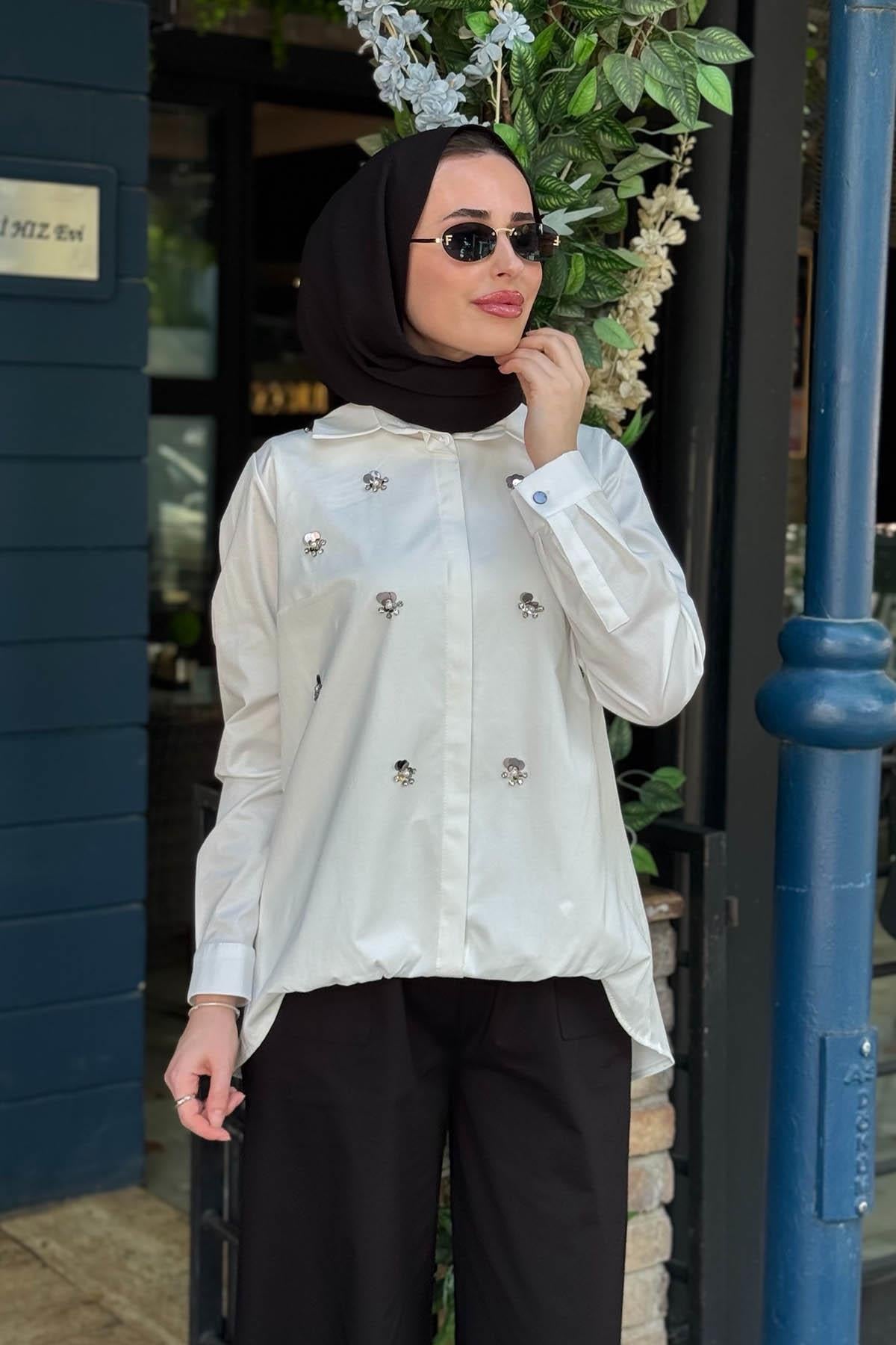 FUAT GÜRŞEN Tunik 26Y-5378 Ekru