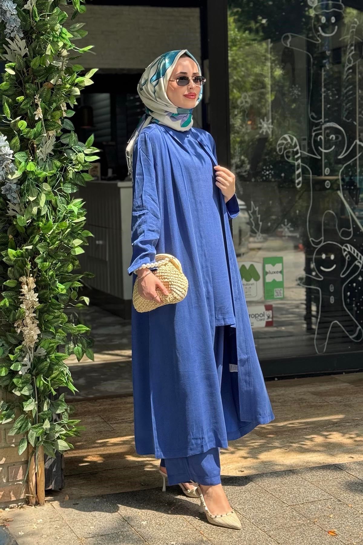 İNVEE 3lü Pantolonlu Takım 7159 Saks Mavi