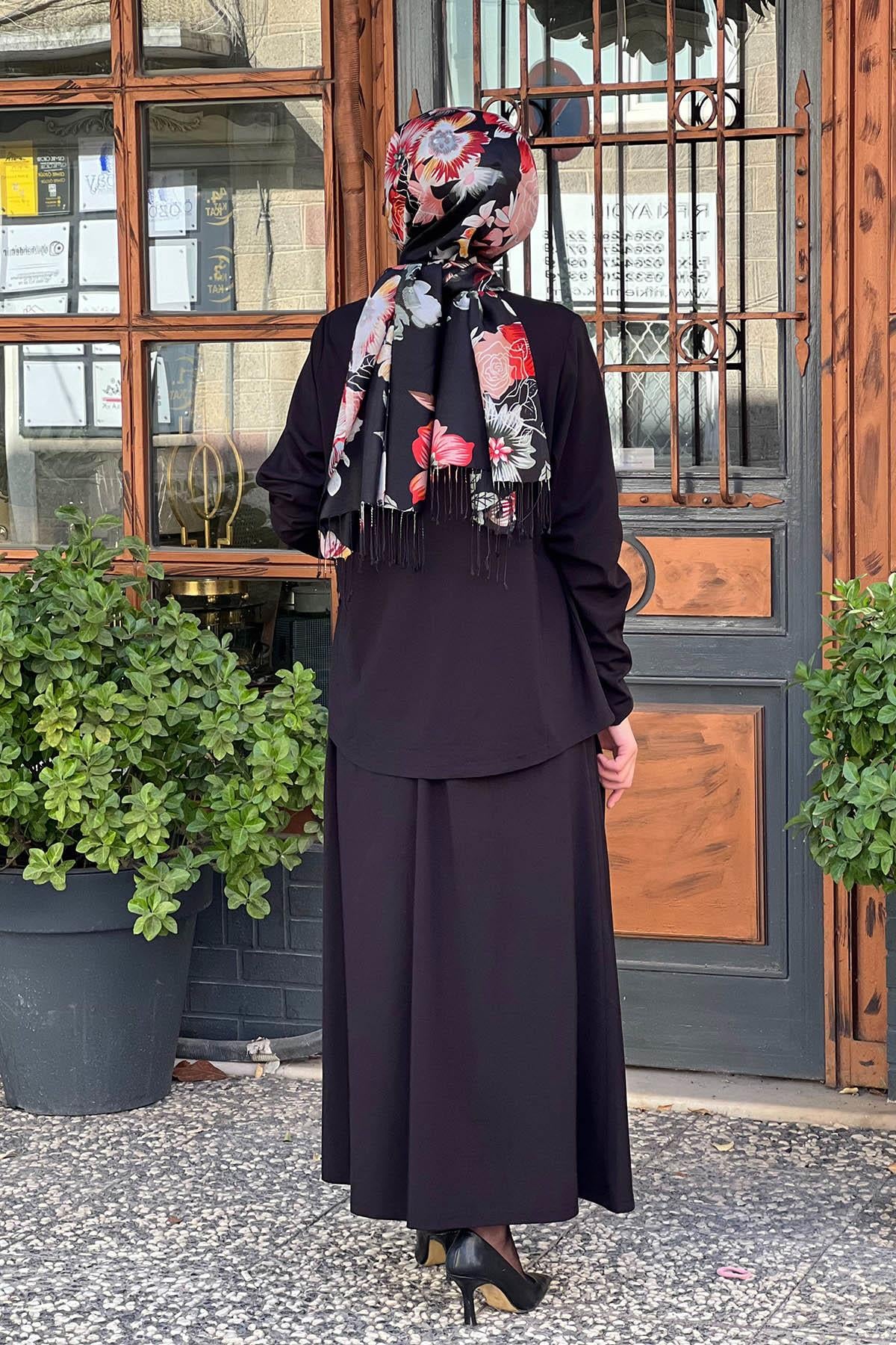 İNVEE 7023 Etek Bluz Takım Siyah