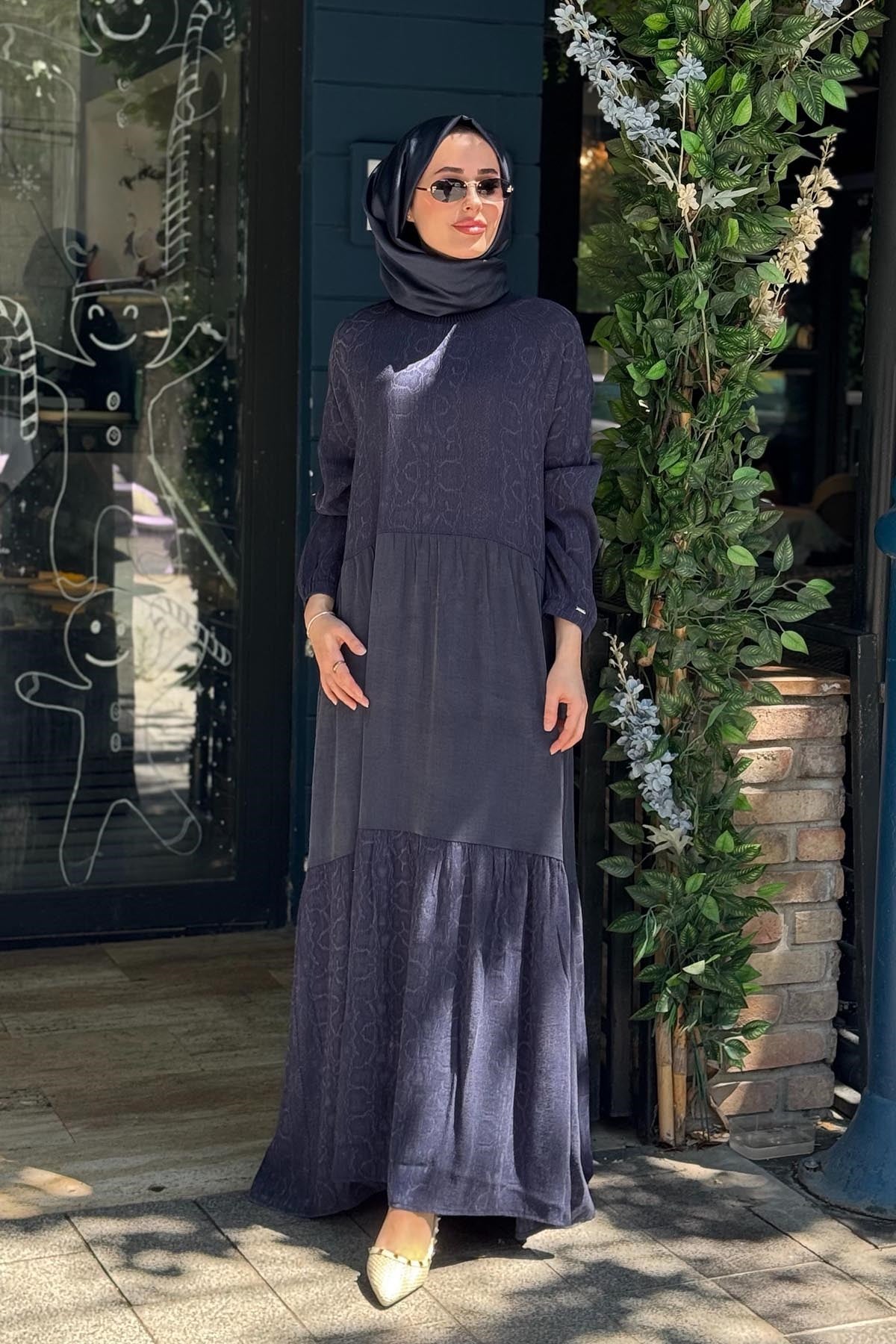 İNVEE Elbise 7033 Lacivert