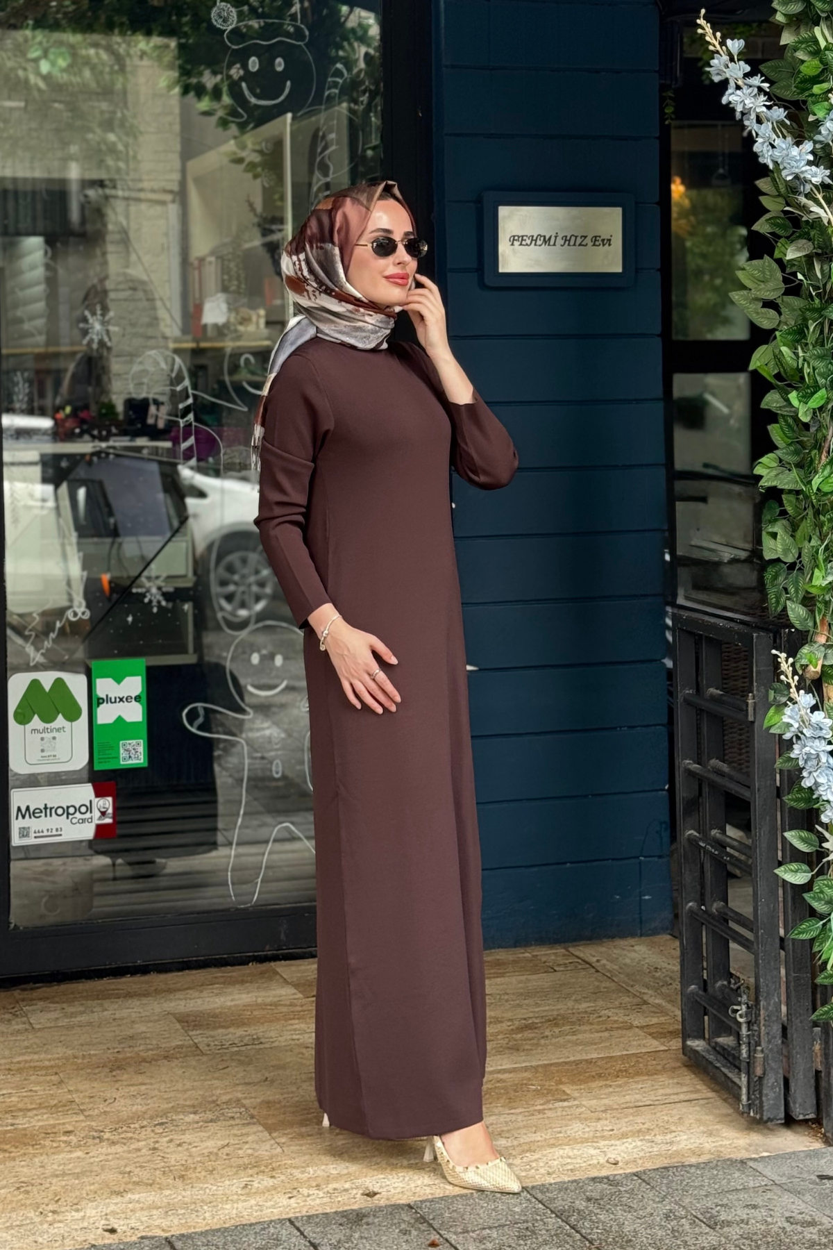 İNVEE Elbise 7055 Kahve