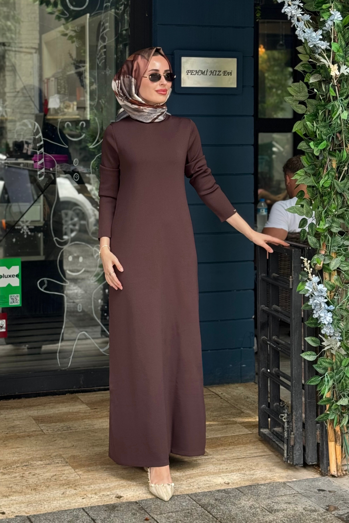 İNVEE Elbise 7055 Kahve