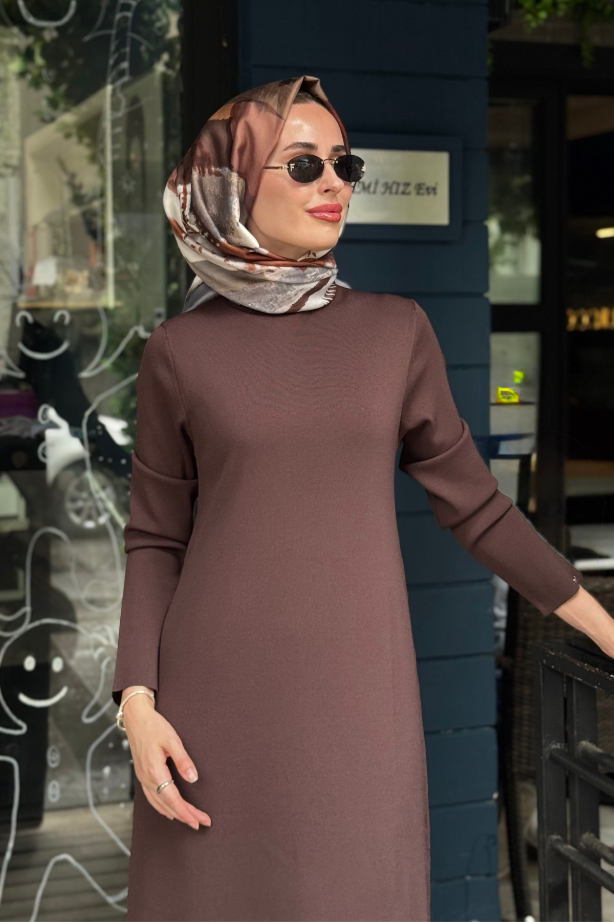 İNVEE Elbise 7055 Kahve