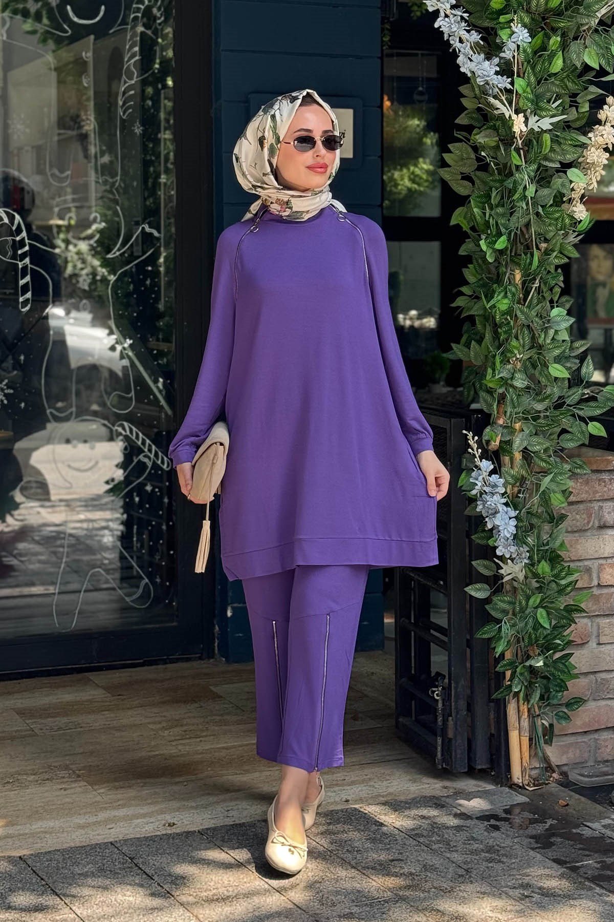 İNVEE Fermuarlı Pantolonlu Takım 6956 Mor