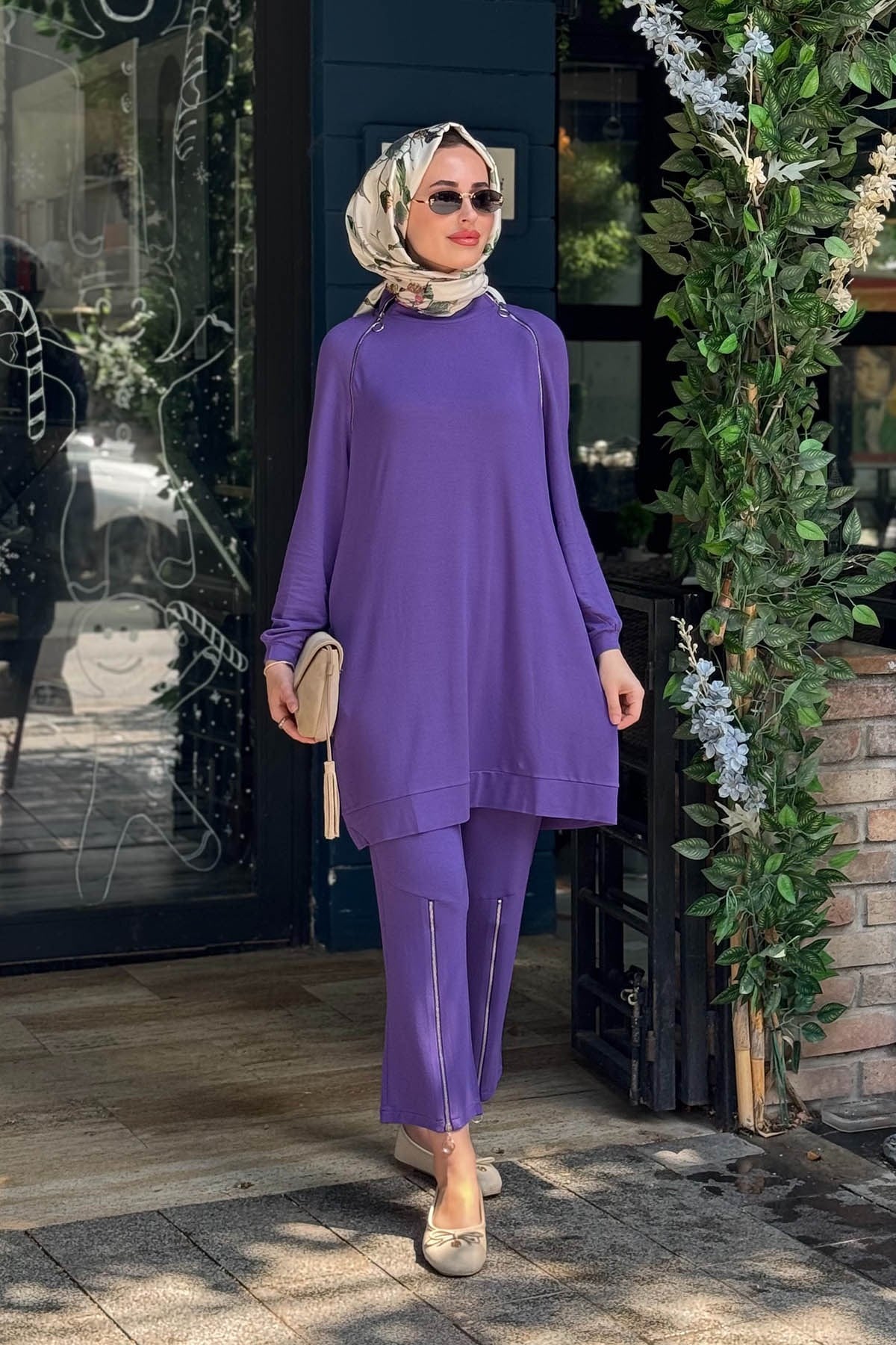 İNVEE Fermuarlı Pantolonlu Takım 6956 Mor