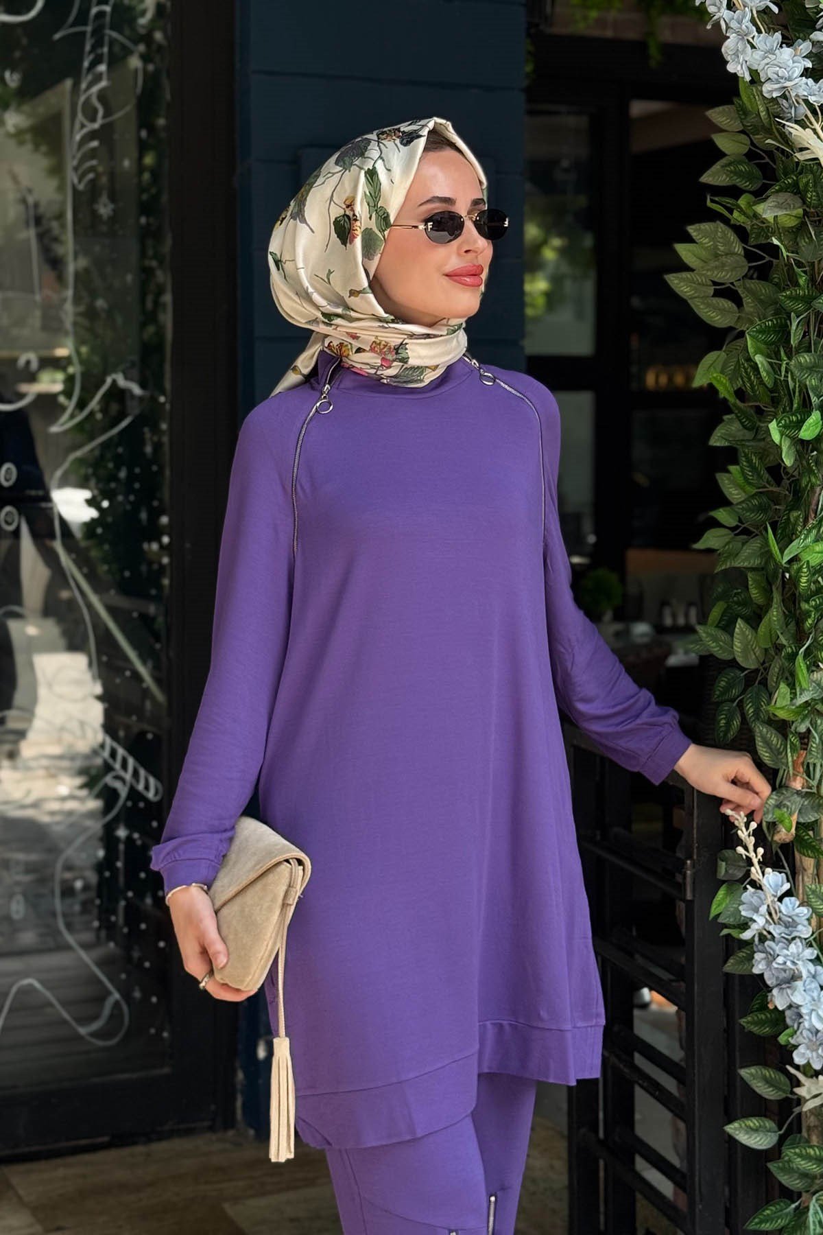 İNVEE Fermuarlı Pantolonlu Takım 6956 Mor