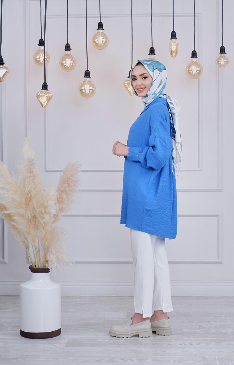 İNVEE Gömlek 6638 Saks Mavi