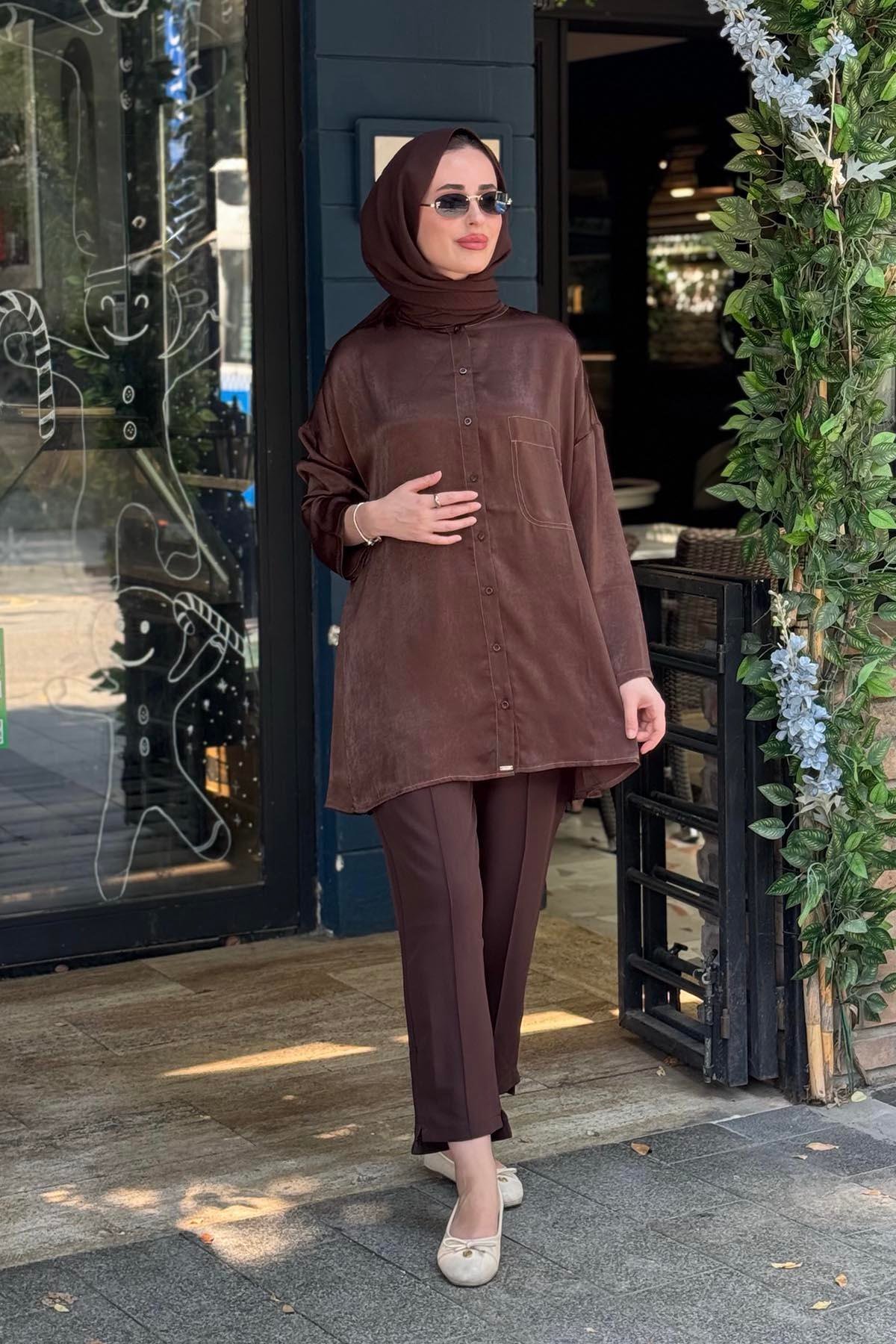 İNVEE Gömlek 7122 Kahve