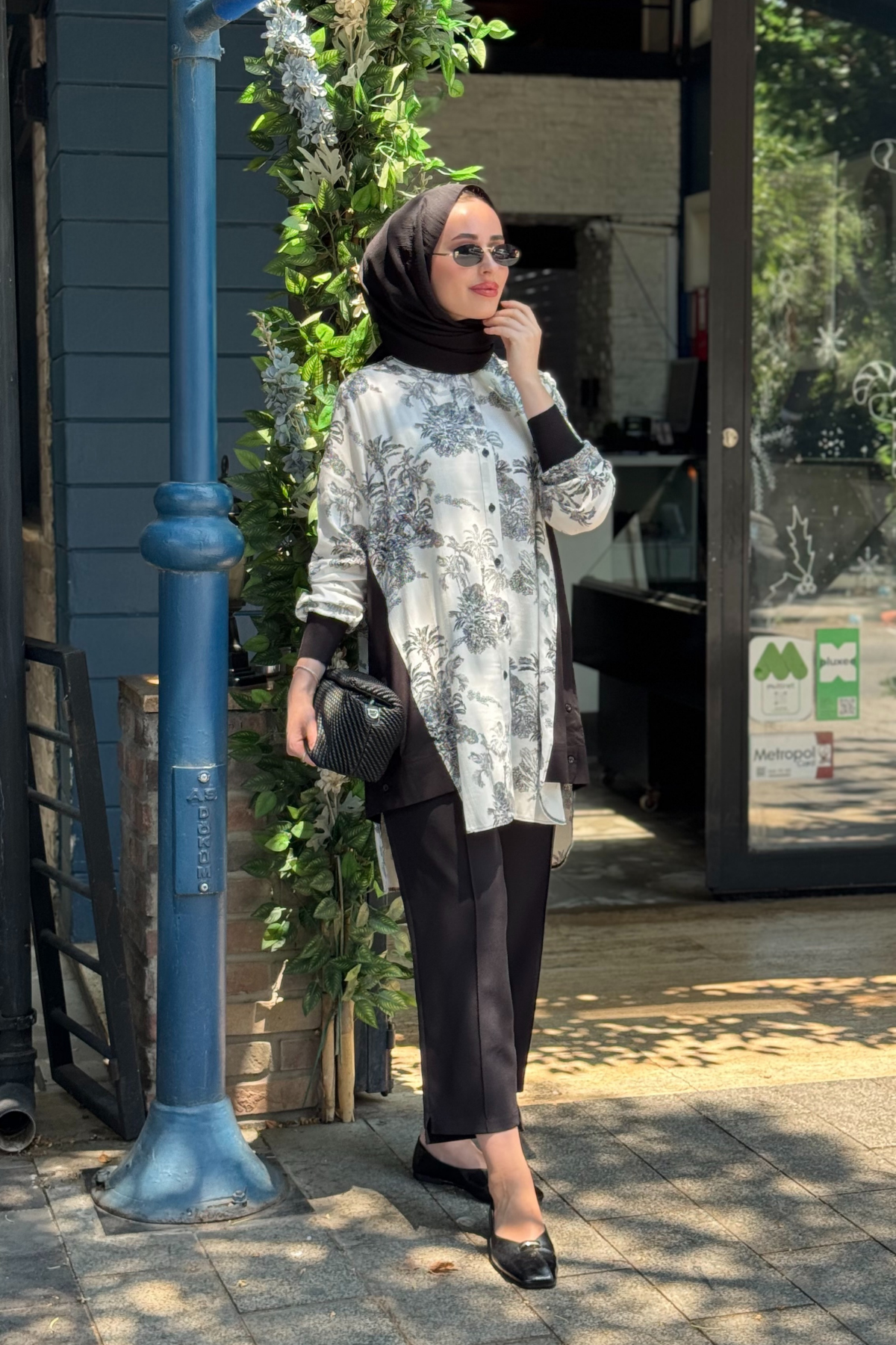 İNVEE Harika Gömlek 7258 Siyah - Ekru