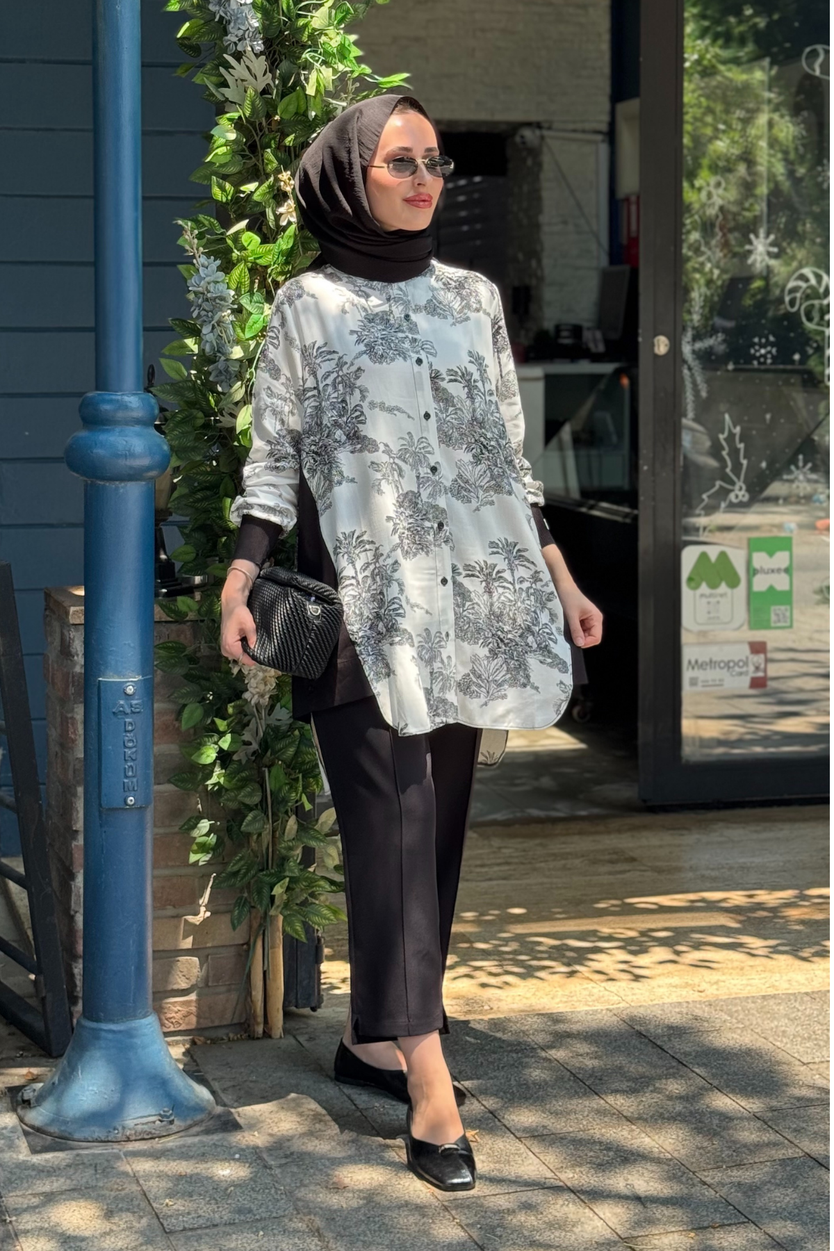 İNVEE Harika Gömlek 7258 Siyah - Ekru