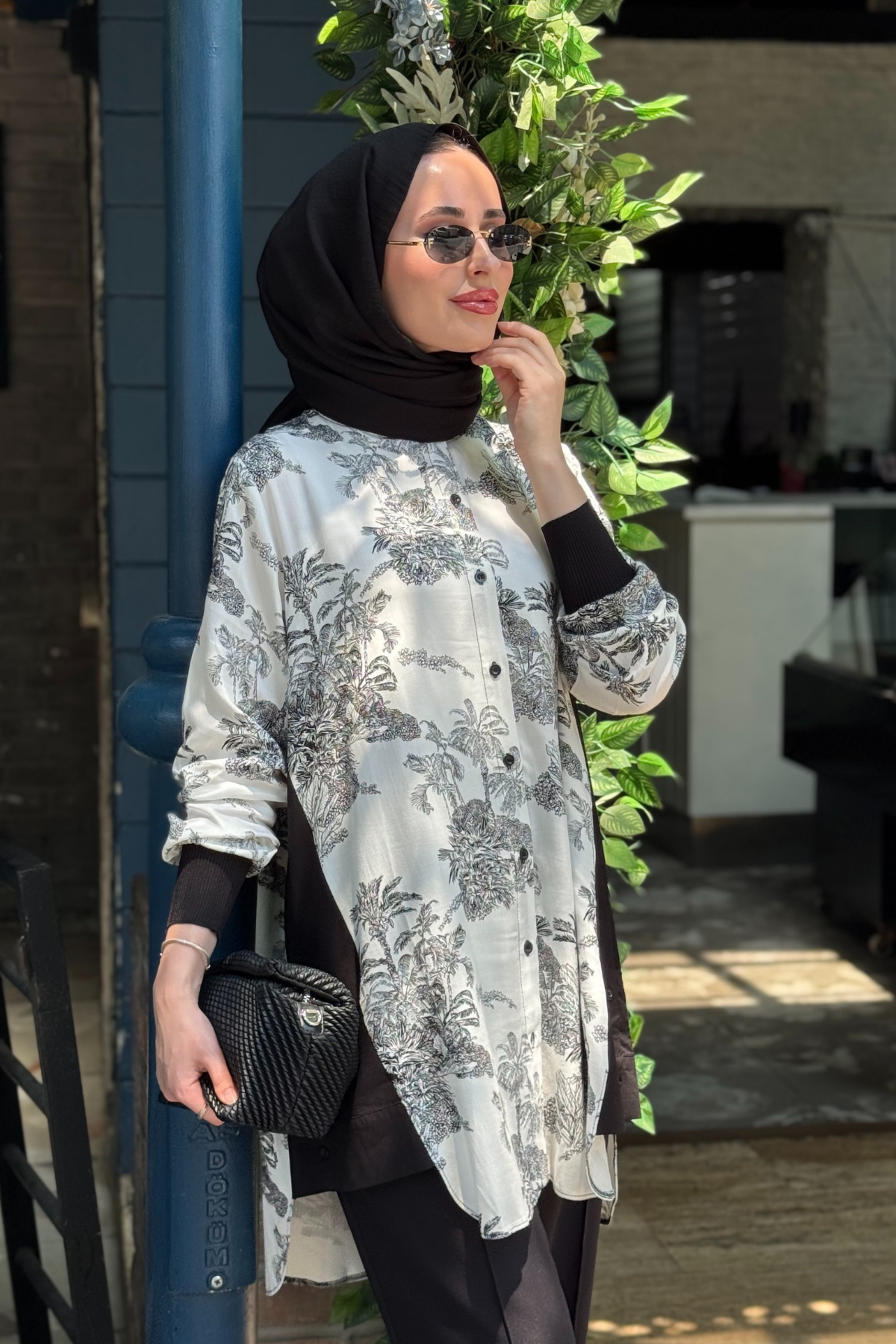 İNVEE Harika Gömlek 7258 Siyah - Ekru