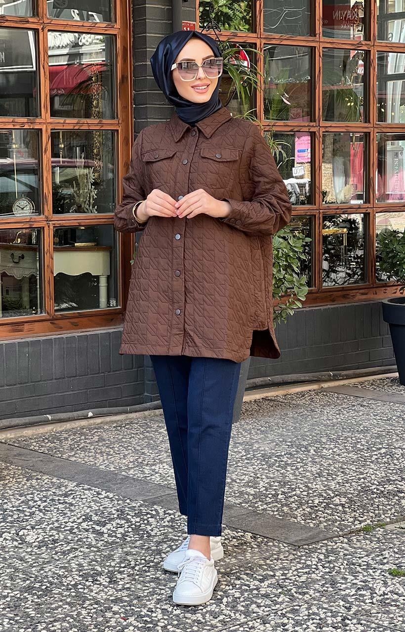 İNVEE Kapitone Gömlek 6827 Kahve