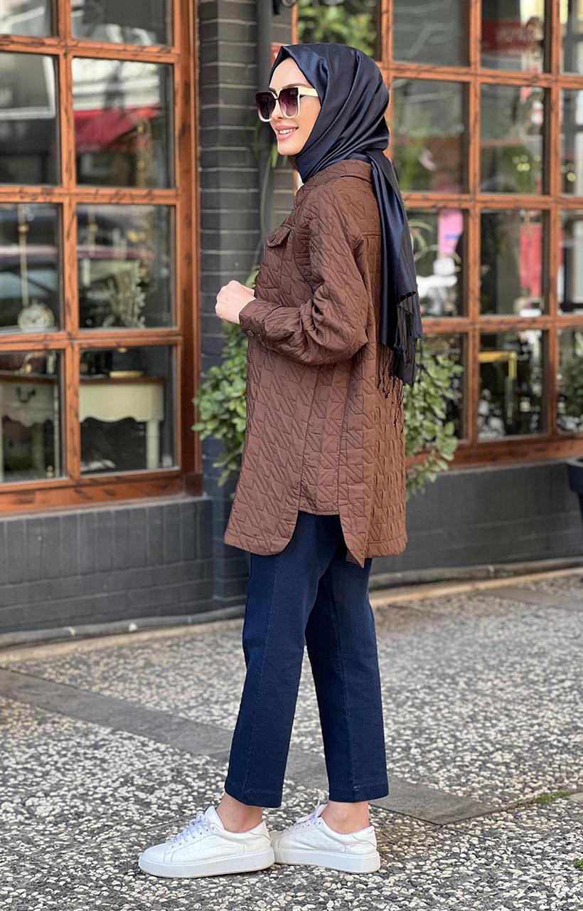 İNVEE Kapitone Gömlek 6827 Kahve