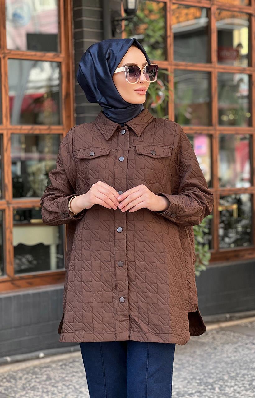 İNVEE Kapitone Gömlek 6827 Kahve