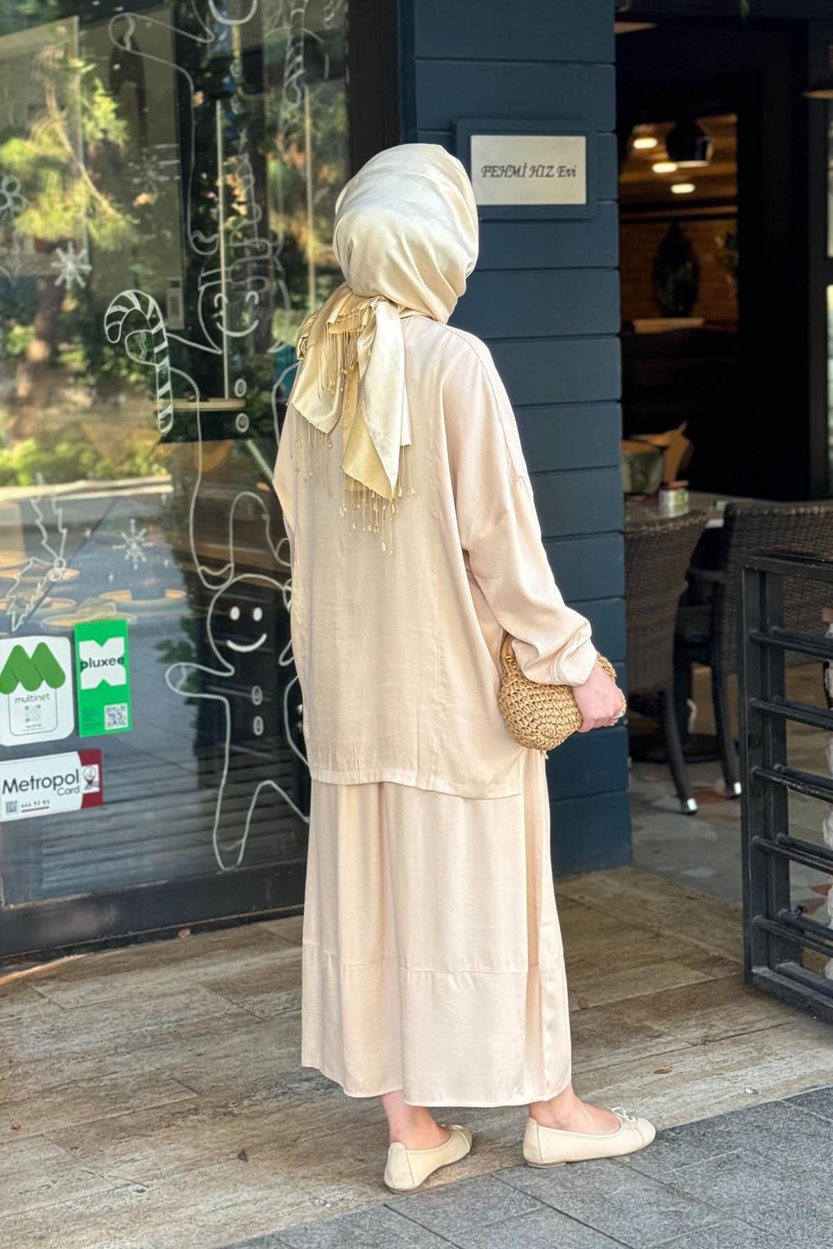 İNVEE Leydi Etekli Takım 7169 Bej