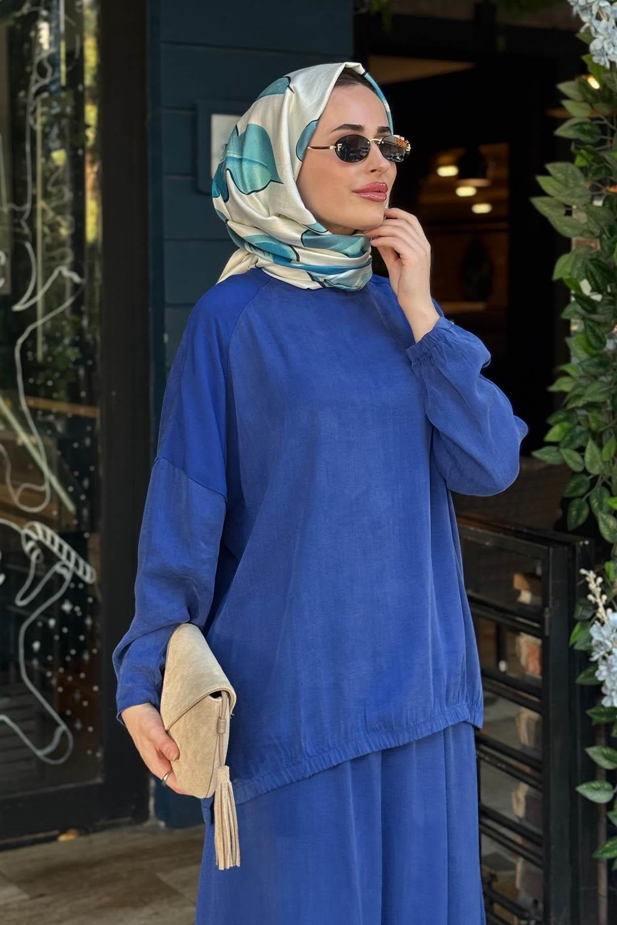 İNVEE Leydi Etekli Takım 7169 Saks Mavi