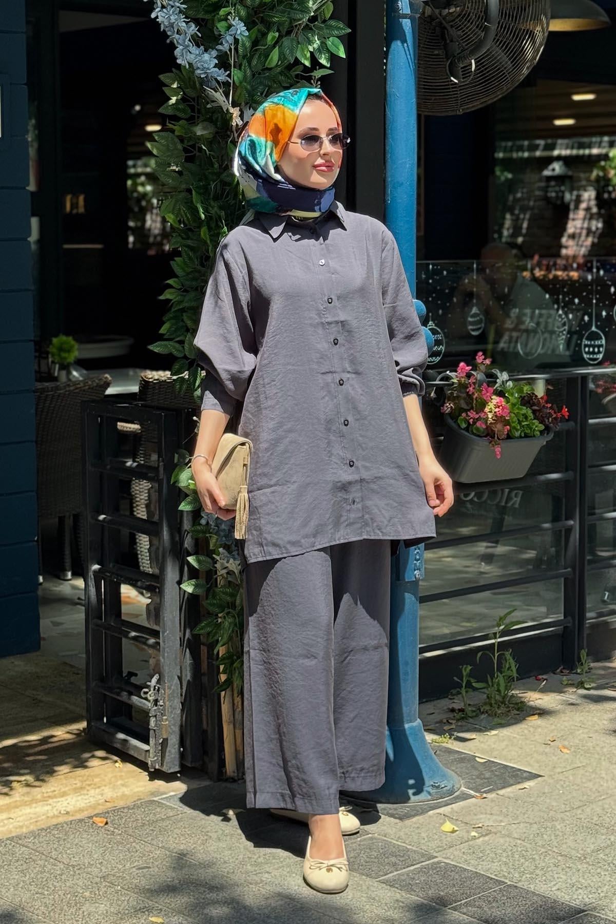 İNVEE Modal Pantolonlu Takım 7172 Antrasit