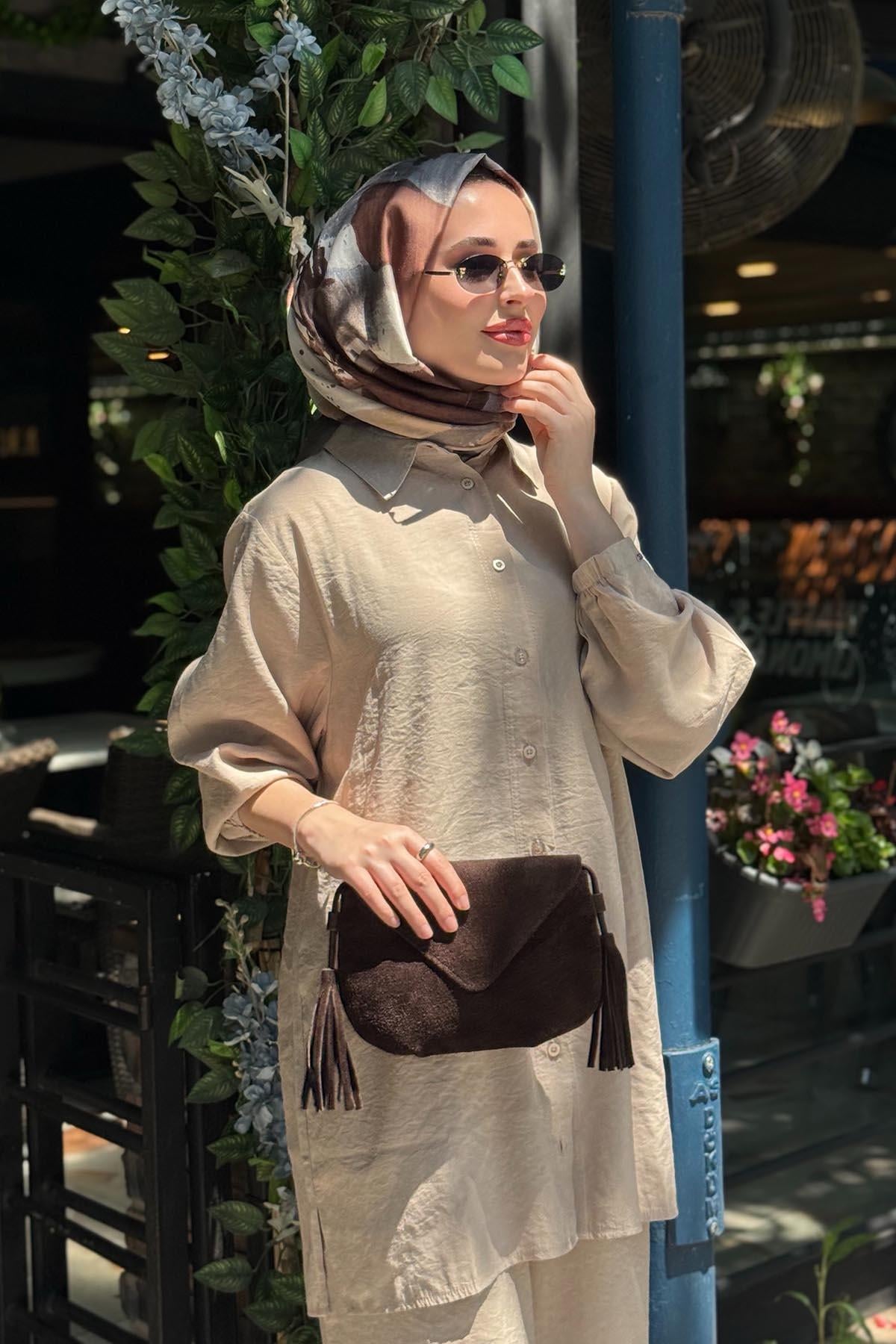 İNVEE Modal Pantolonlu Takım 7172 Bej