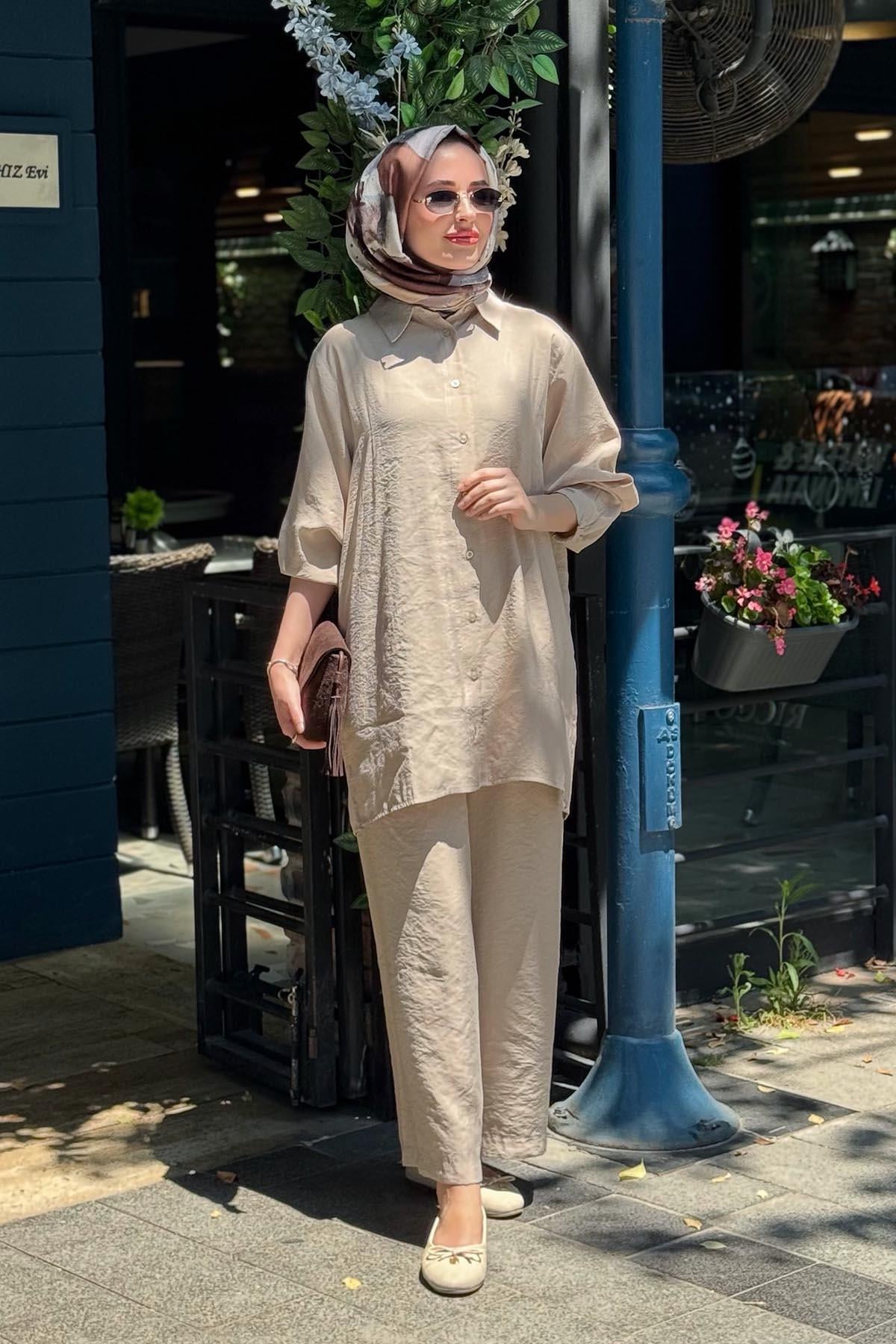 İNVEE Modal Pantolonlu Takım 7172 Bej