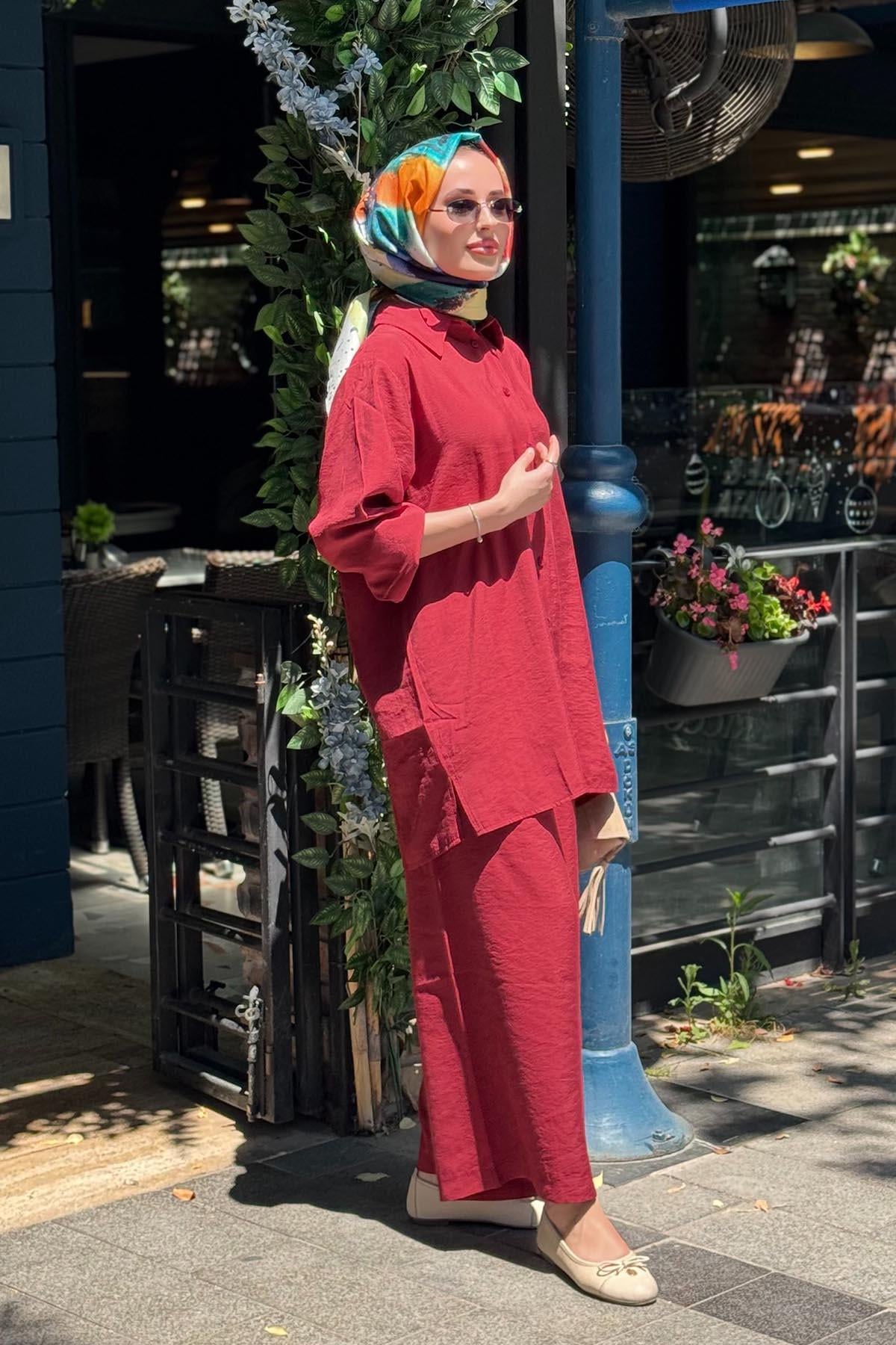 İNVEE Modal Pantolonlu Takım 7172 Bordo