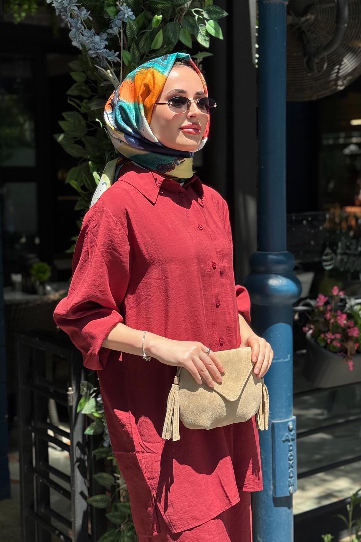 İNVEE Modal Pantolonlu Takım 7172 Bordo