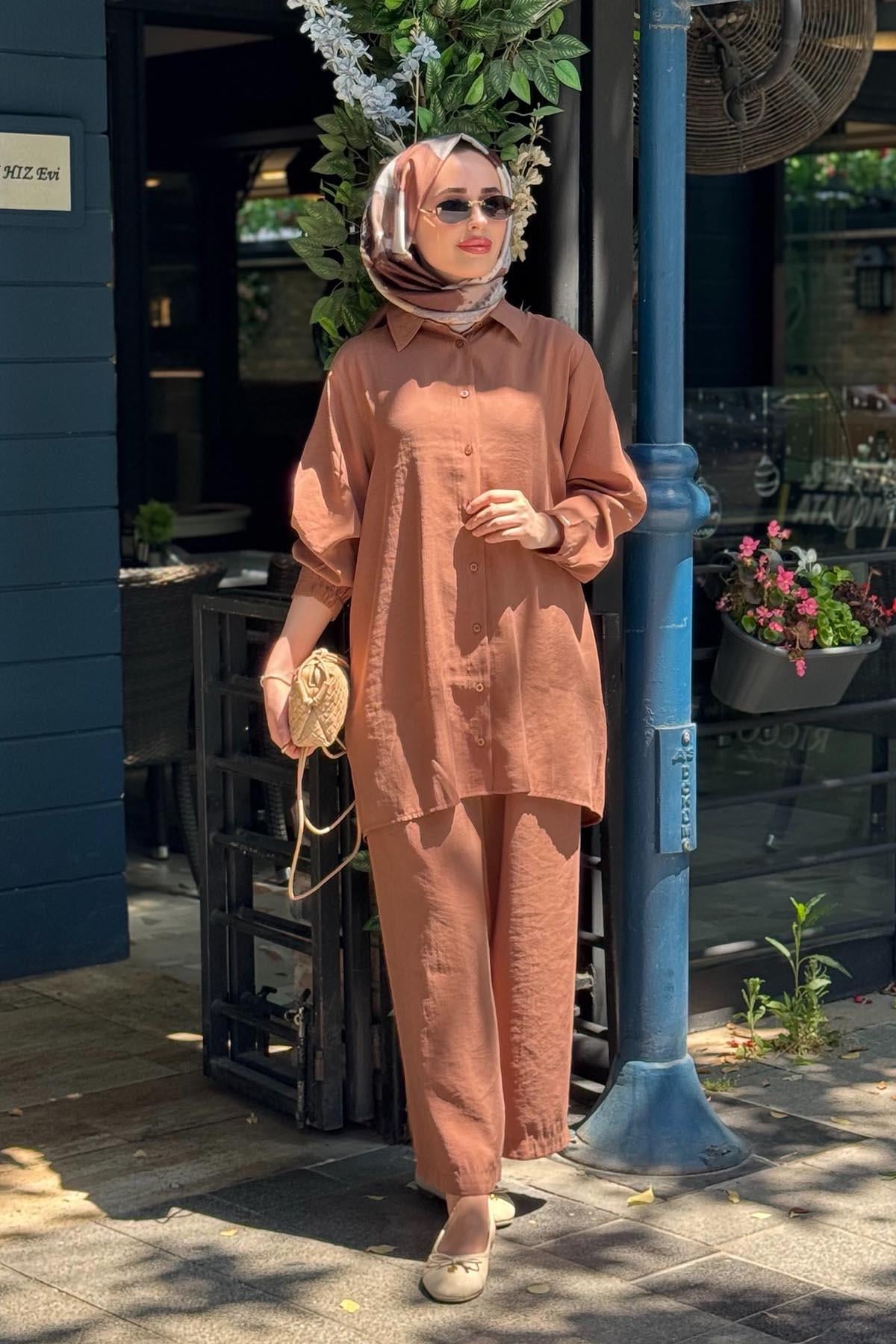 İNVEE Modal Pantolonlu Takım 7172 Tarçın
