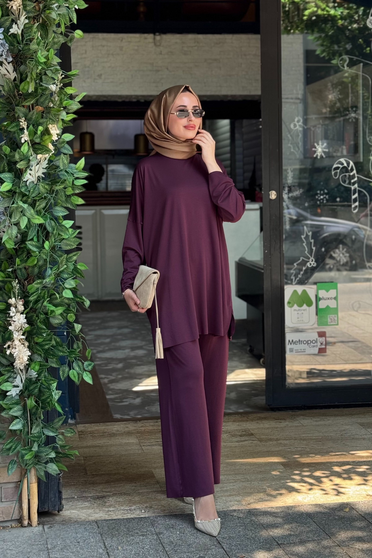 İNVEE Pantolonlu Takım 7126 Vişne